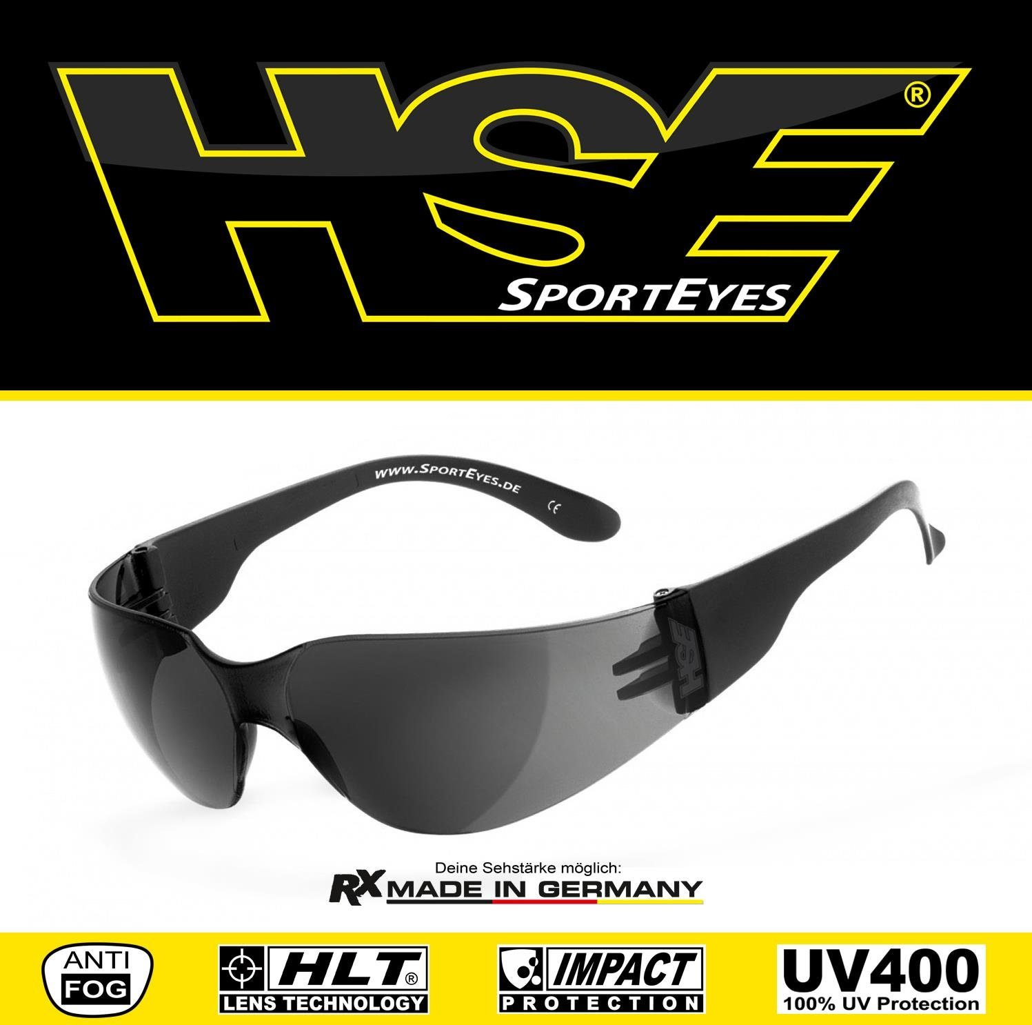 HSE - SportEyes Sportbrille SPRINTER 2.2, Steinschlagbeständig durch Kunststoff-Sicherheitsglas