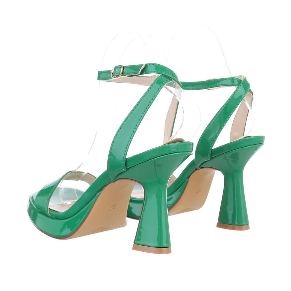 Ital-Design Damen Abendschuhe Party & Clubwear Sandalette Blockabsatz Sandalen & Sandaletten in Grün
