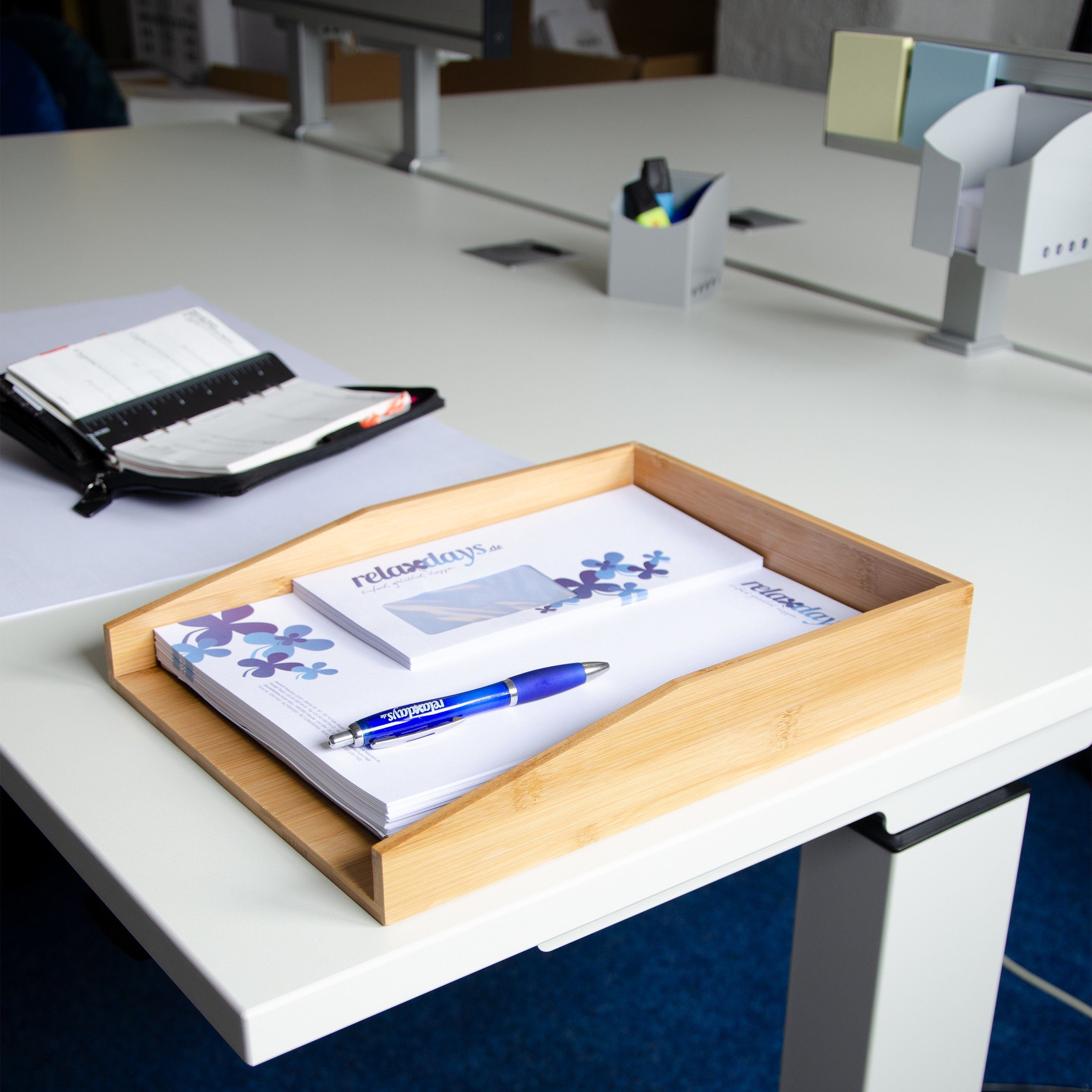 relaxdays Briefablage 4x Papierablage Bambus 6 x 25 x 34 cm