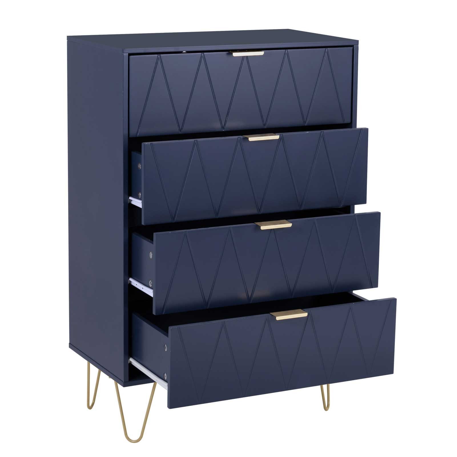 UEV Kommode mit 4 Schubladen, Sideboard für Schlafzimmer,Wohnzimmer (Mehrzweckschrank aus Holz, 60 x 34 x 91 cm), Aufbewahrungskommode, Schrank für Wohnzimmer,Schlafzimmer,Flur