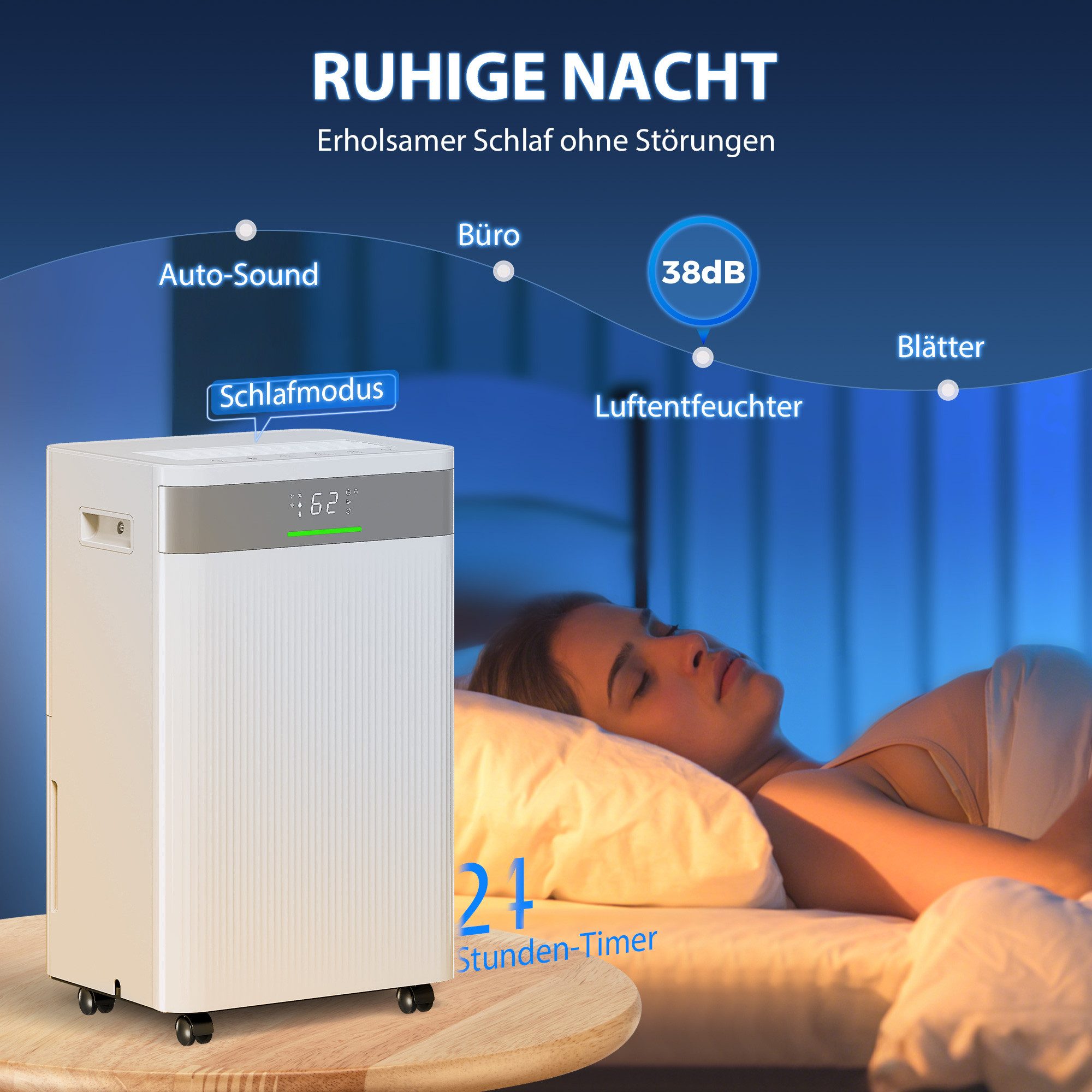 HOMCOM Luftentfeuchter 24-Stunden-Timer, Entfeuchtung 20 l/Tag, Tank 4.5 l, LED-Display, Kindersicherung