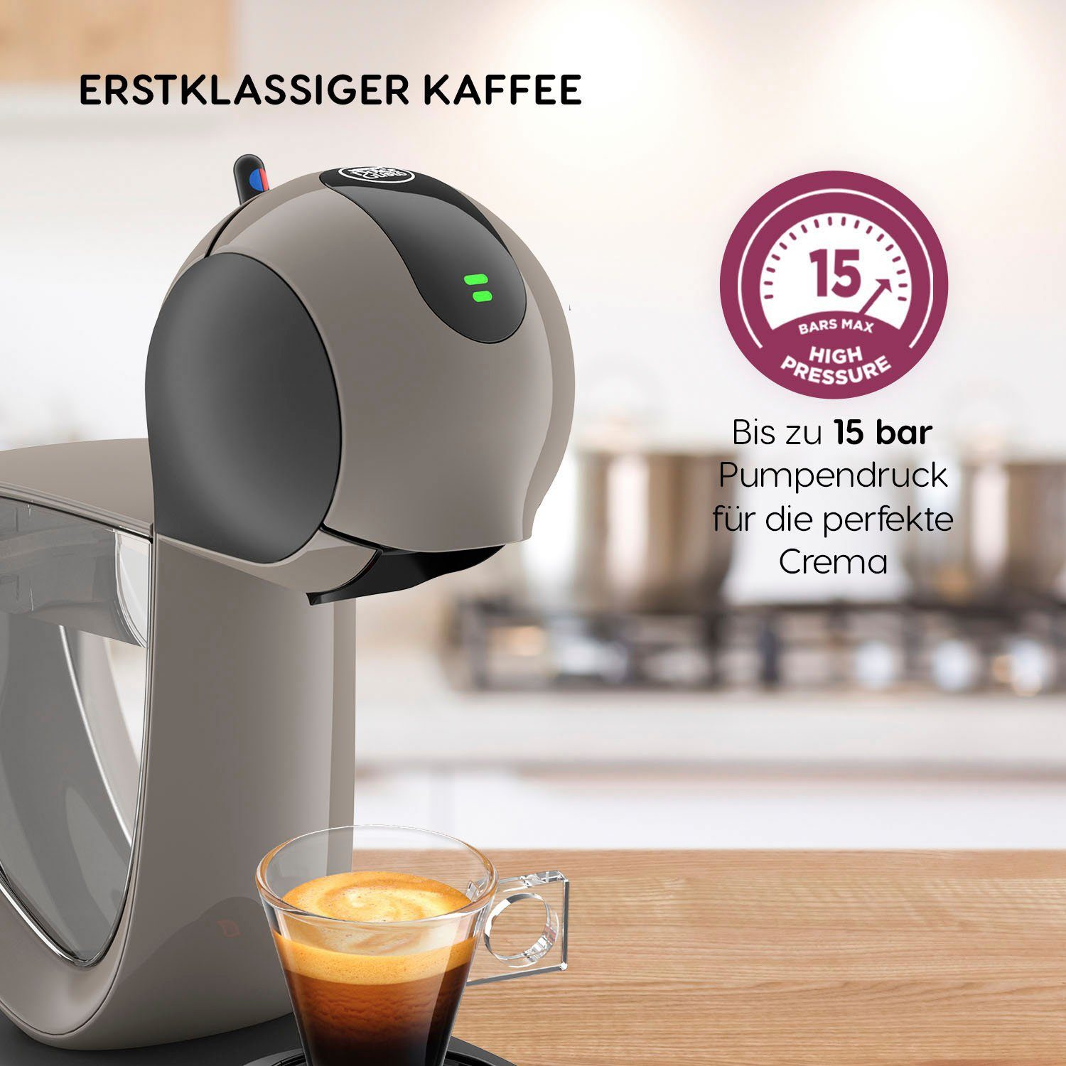 NESCAFÉ® Dolce Gusto® Kapselmaschine Krups, Touchscreen, bis Touch Bar, Taupe, Automatic Min. Energiesparmodus KP270A nach Hochdrucksystem 1 Infinissima 15 in