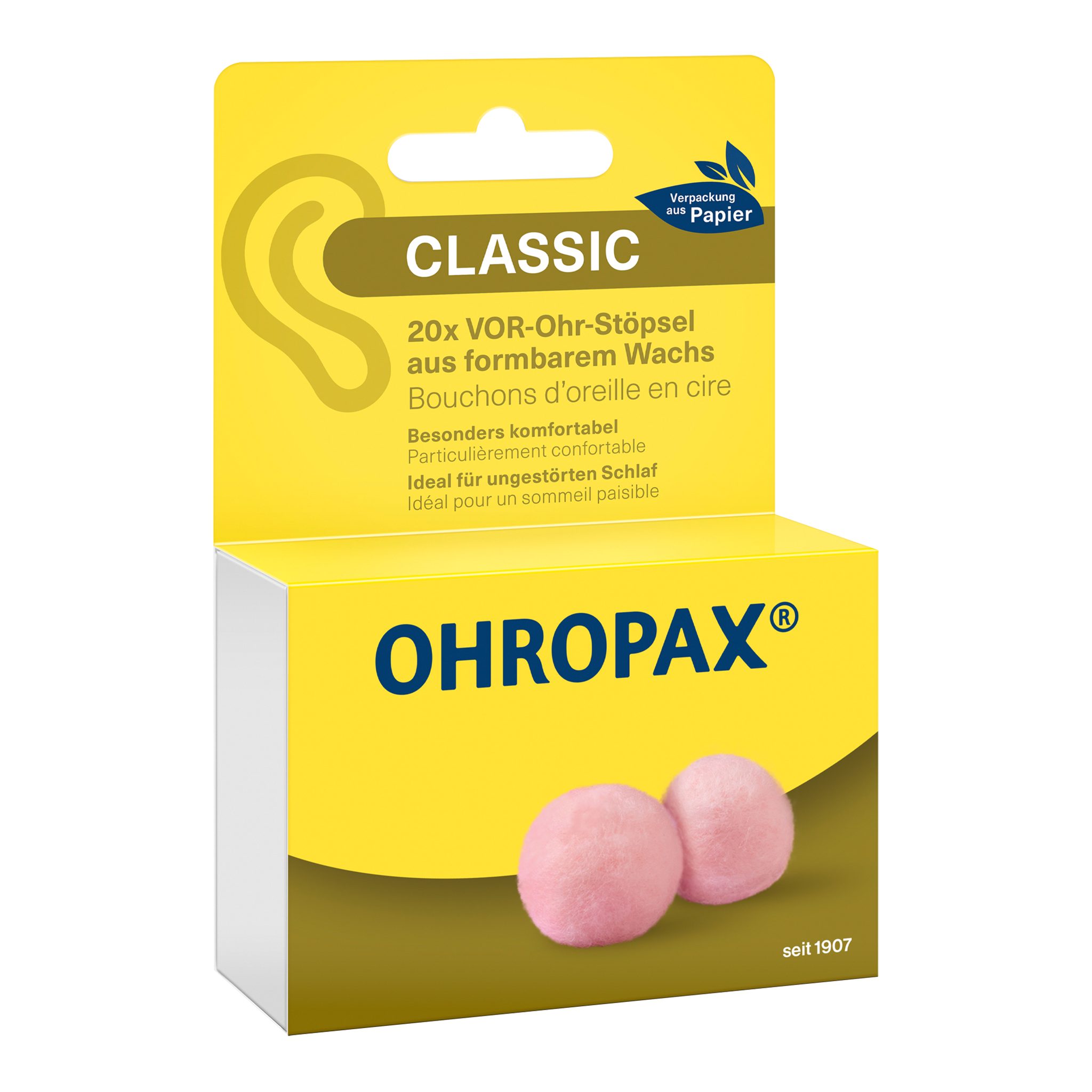 OHROPAX Gehörschutzstöpsel OHROPAX Classic Ohrstöpsel, 20 St., Wachs-Gehörschutz.