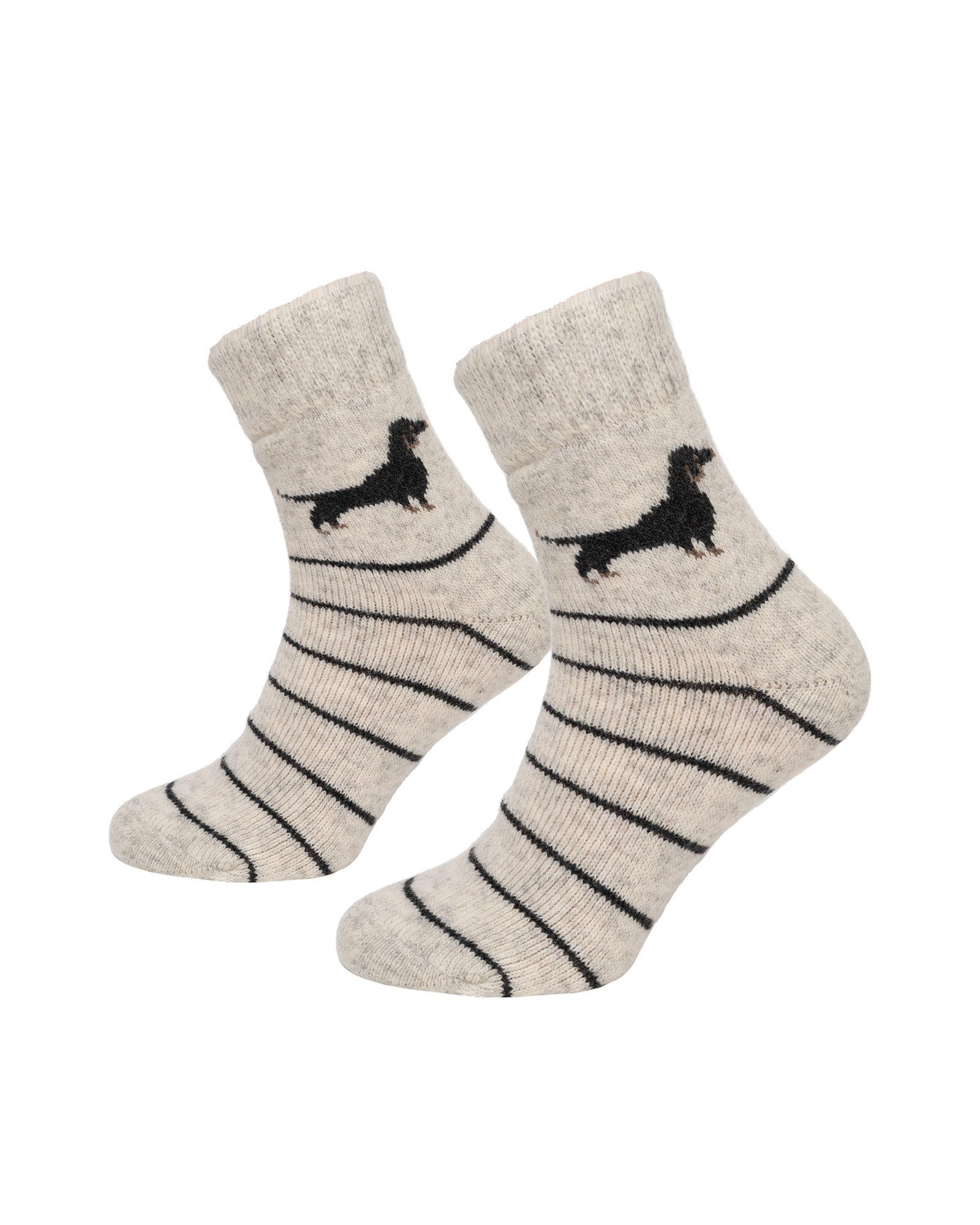 HomeOfSocks Socken Wollsocken Dackelmotiv, 80% Wolle, Komfortbund 80% naturbelassene Wolle, Angenehmer Bund, Kurze Socken – Bild 3 von 5