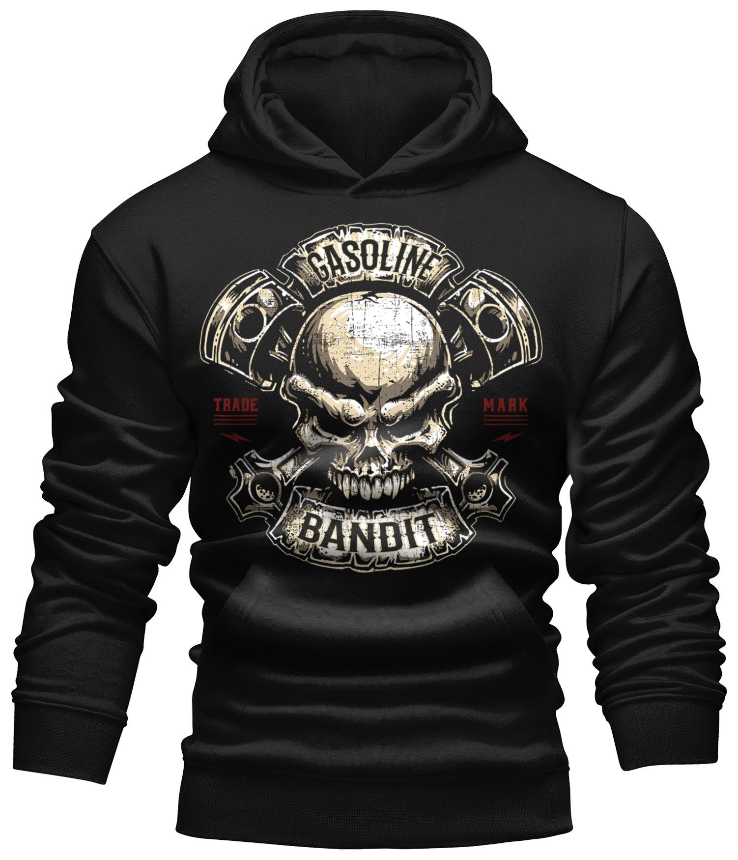 GASOLINE BANDIT® Kapuzensweatshirt Hoodie für Motorradfahrer - Piston Skull