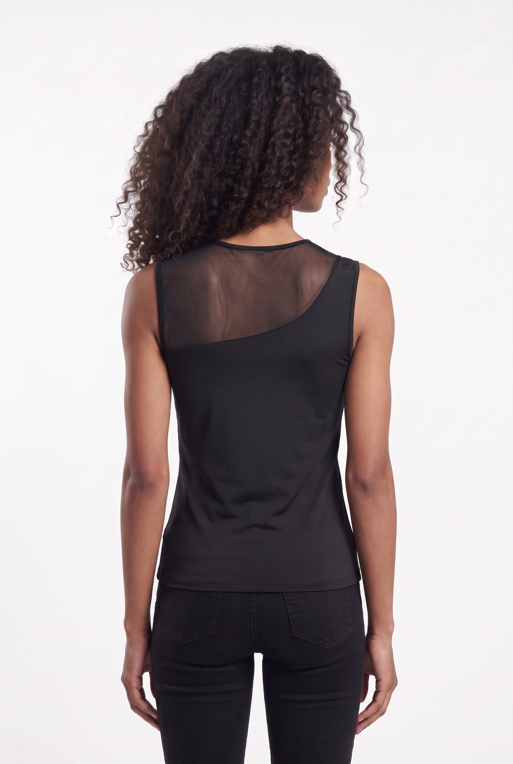ONLY Rundhalsshirt ONLTABY S/L ASYMMETRIC MESH TOP CS JRS Materialmix, eng geschnitten – Bild 3 von 5