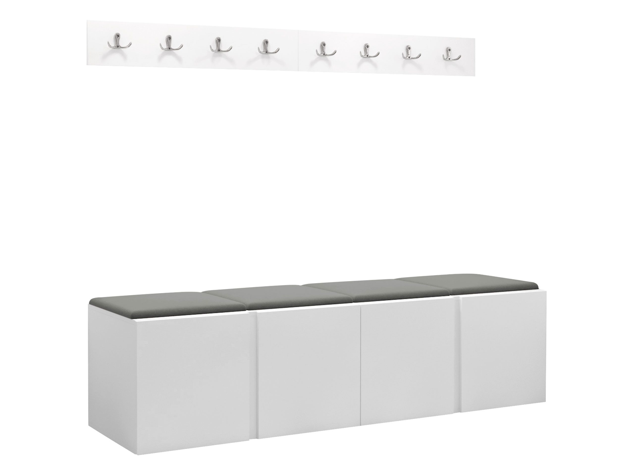 MIRJAN24 Garderoben-Set Orion VII, (Komplett-Set, 2x Schuhschrank, 2x Kleiderhakenbrett, Gepolstertes Paneel 4x 42x42), Auswahl aus Fronten und Polsterplatten