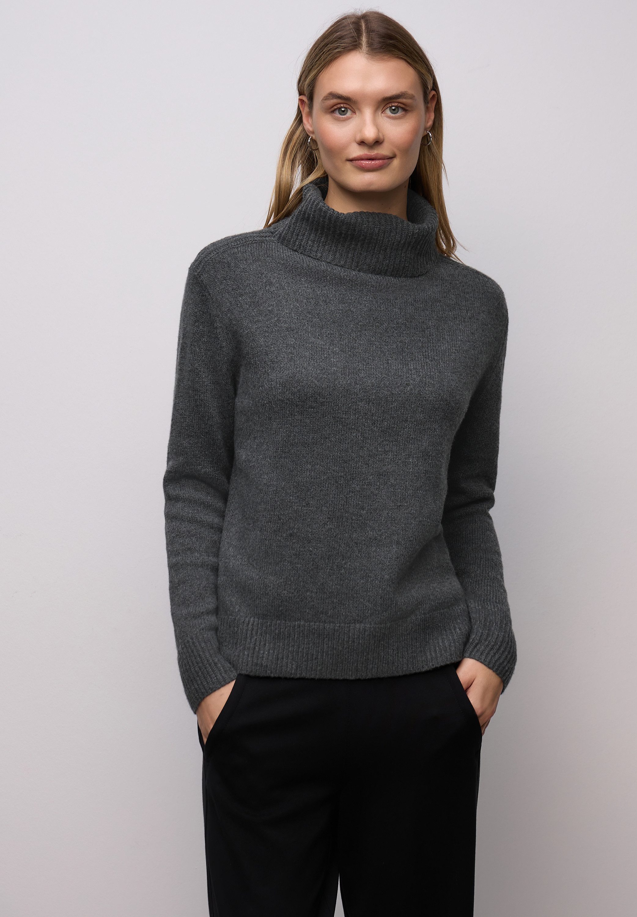 STREET ONE Rollkragenpullover mit feinem Strickmuster