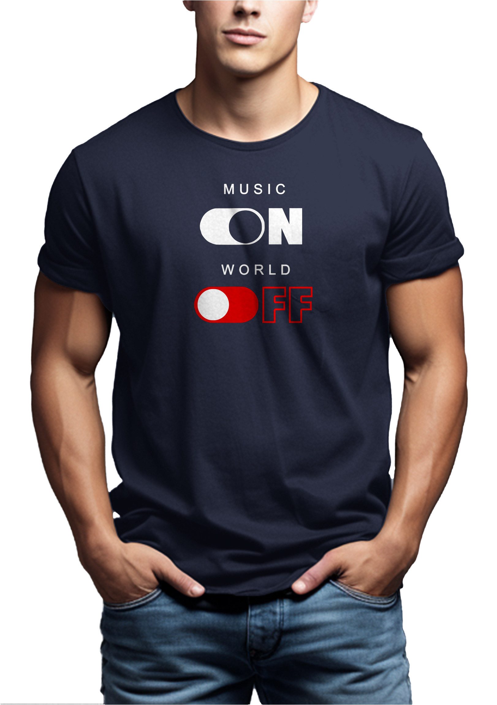 MAKAYA T-Shirt Lässiges Musik Printshirt für Herren – DJ & Band Motiv (Schwarz, Blau, Grün, Grau, Blaugrau, S, M, L, XL, XXL, XXXL, XXXXL, XXXXXL) Baumwolle