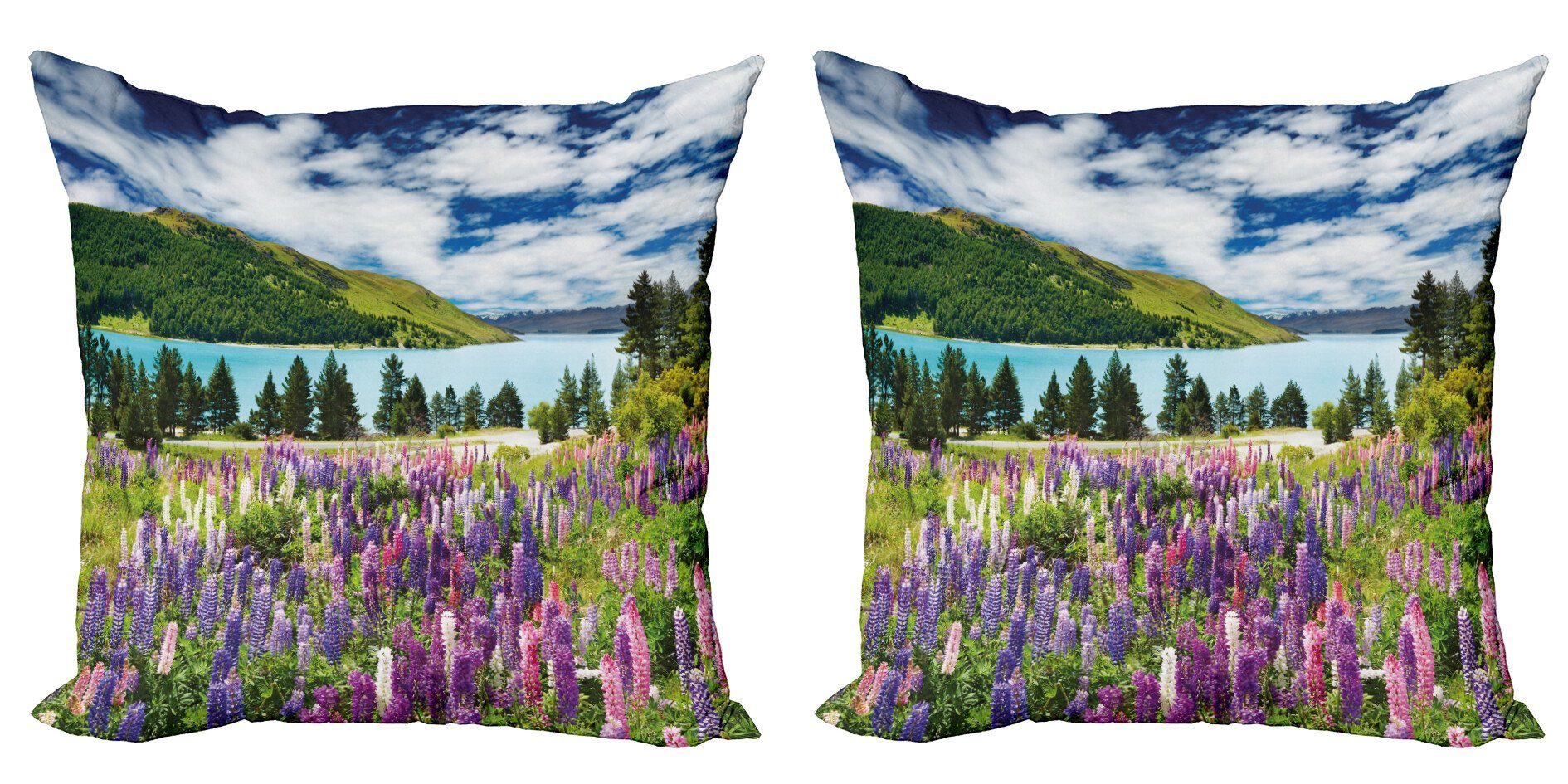 Accent See Natur (2 Abakuhaus Modern Blumenblütenblätter Stück), Doppelseitiger Digitaldruck, Kissenbezüge