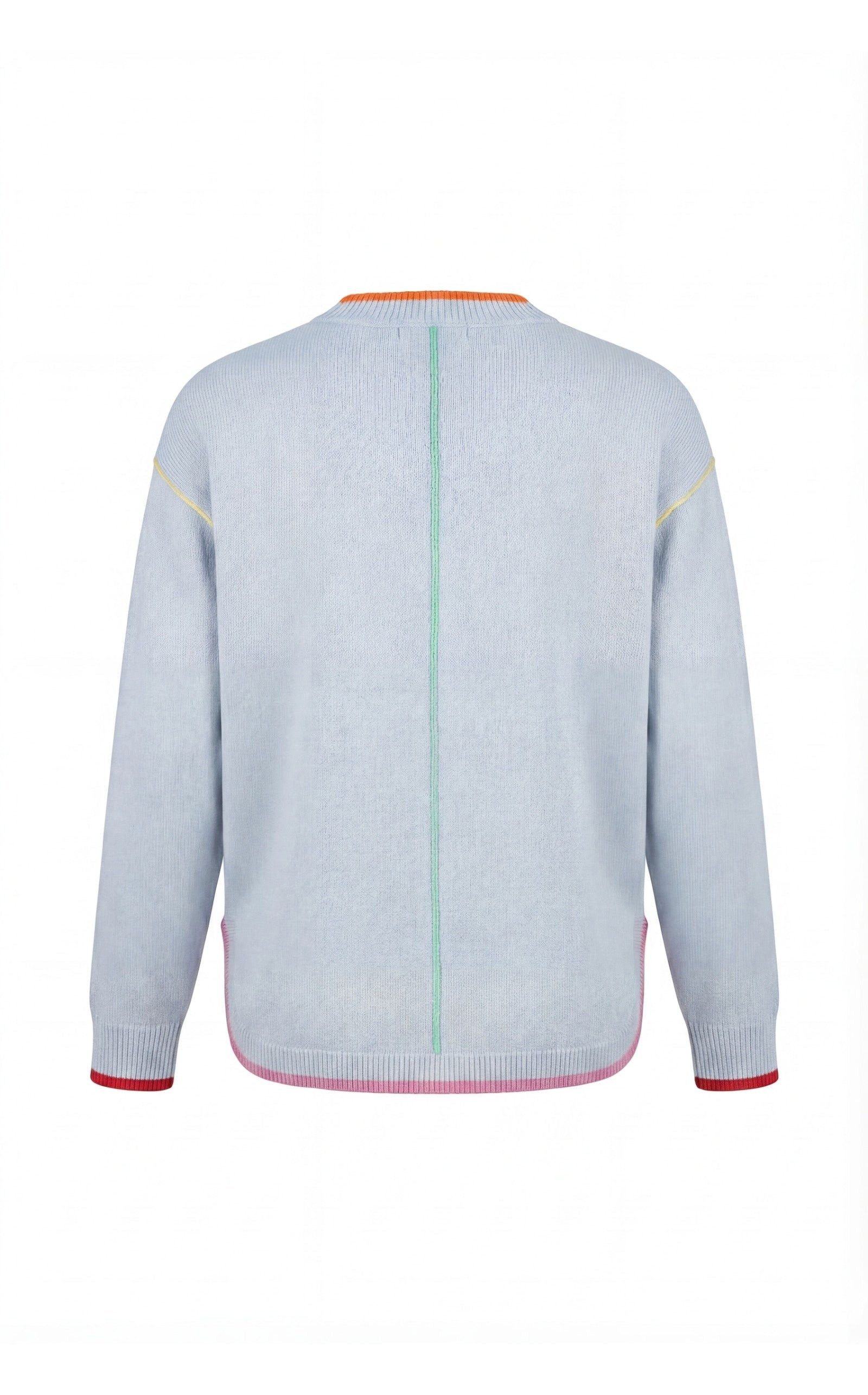 six-o-seven Strickpullover Lockerer Viskose Pullover Kontraststreifen im hellen Blau Frühling