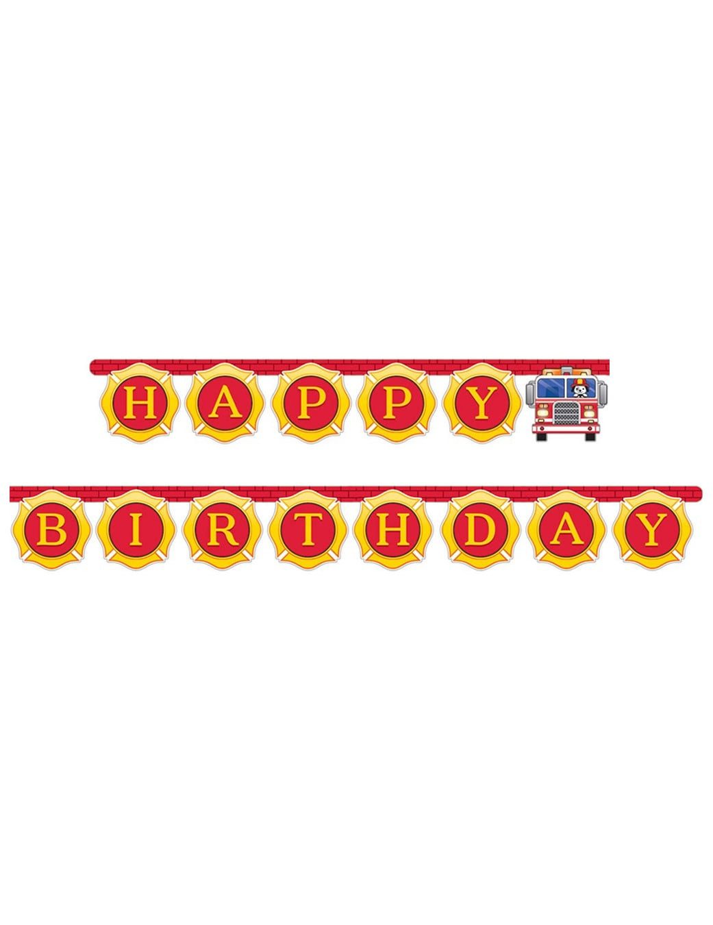 Kostüm Feuerwehr Happy Birthday Girlande Pappe 3m Jungen Geburtstag Deko