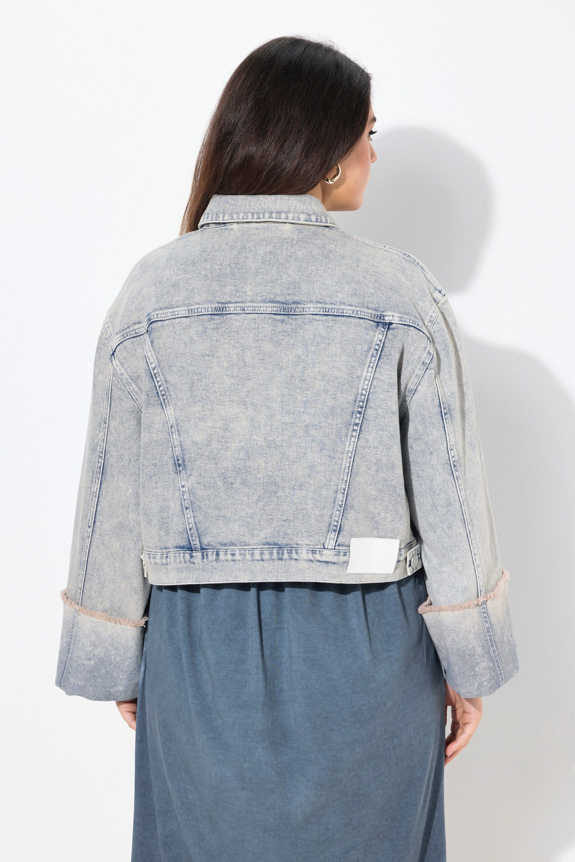 Ulla Popken Jeansjacke Jeansjacke Stretchdenim Hemdkragen Langarm