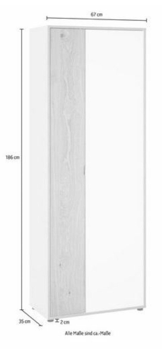 bv-vertrieb Aktenschrank Büroschrank Aktenschrank Eiche weiss Soft-Close-Funktion