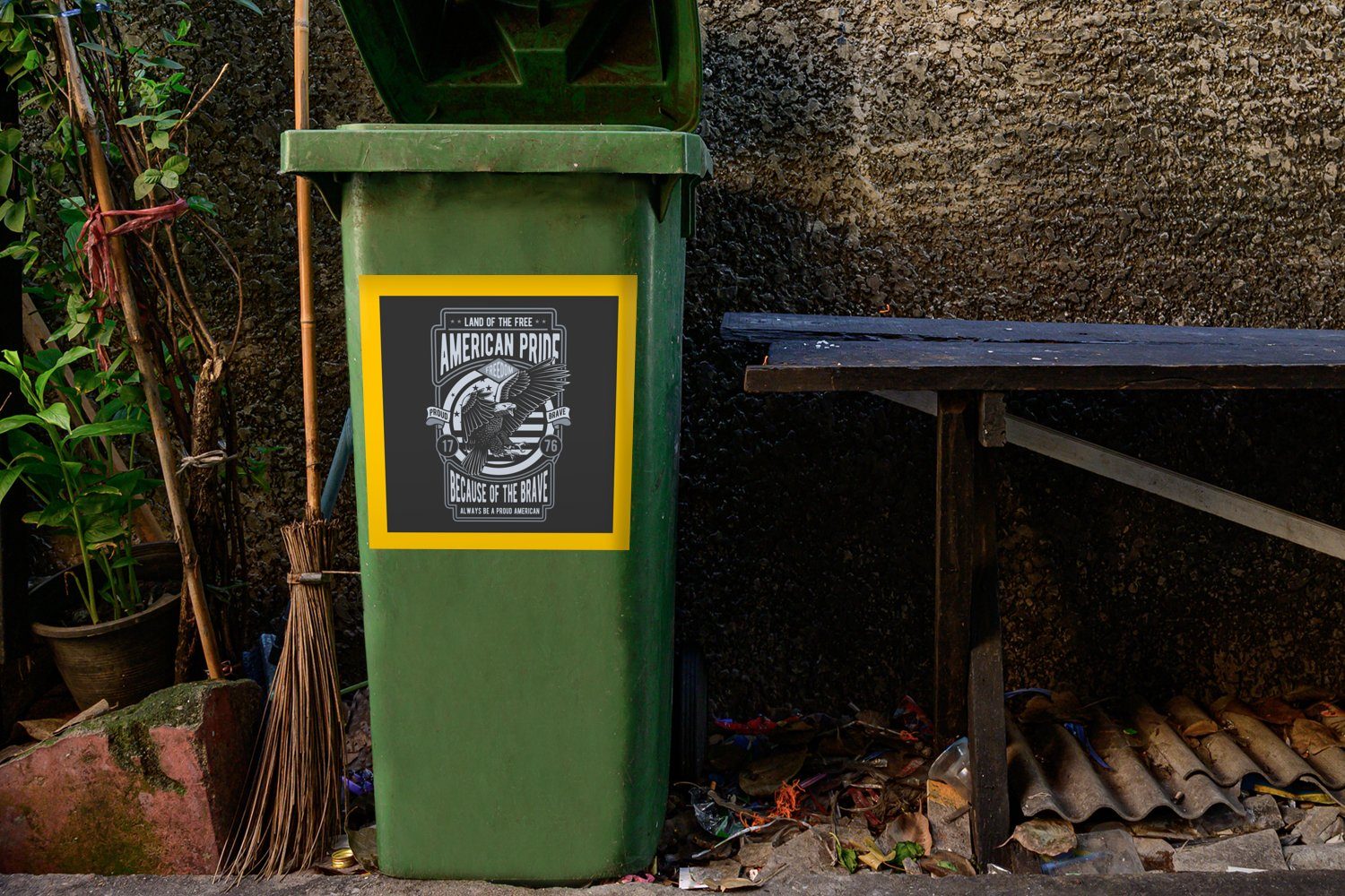 Vogel Sticker, Wandsticker (1 - Mülltonne, Amerika Mülleimer-aufkleber, Container, Abfalbehälter St), - Jahrgang MuchoWow