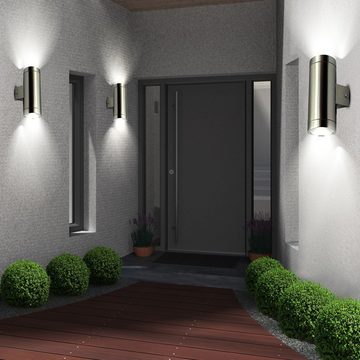 etc-shop Außen-Wandleuchte, Leuchtmittel inklusive, Warmweiß, 3er Set LED Wand Leuchten Garten Spots Fassaden Up Down