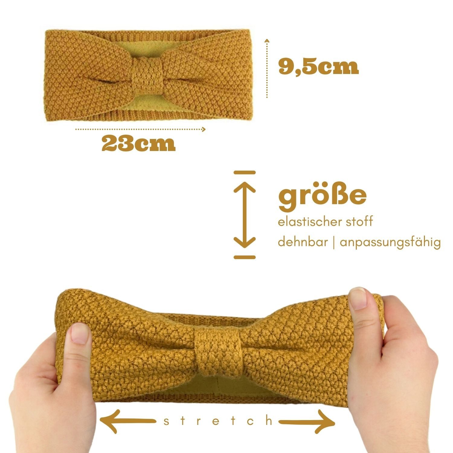 Frentree Stirnband Gefüttertes Haarband, Ohrenwärmer für Damen und Mädchen, Strickmuster mit Schleife und weichem Fleece Innenfutter