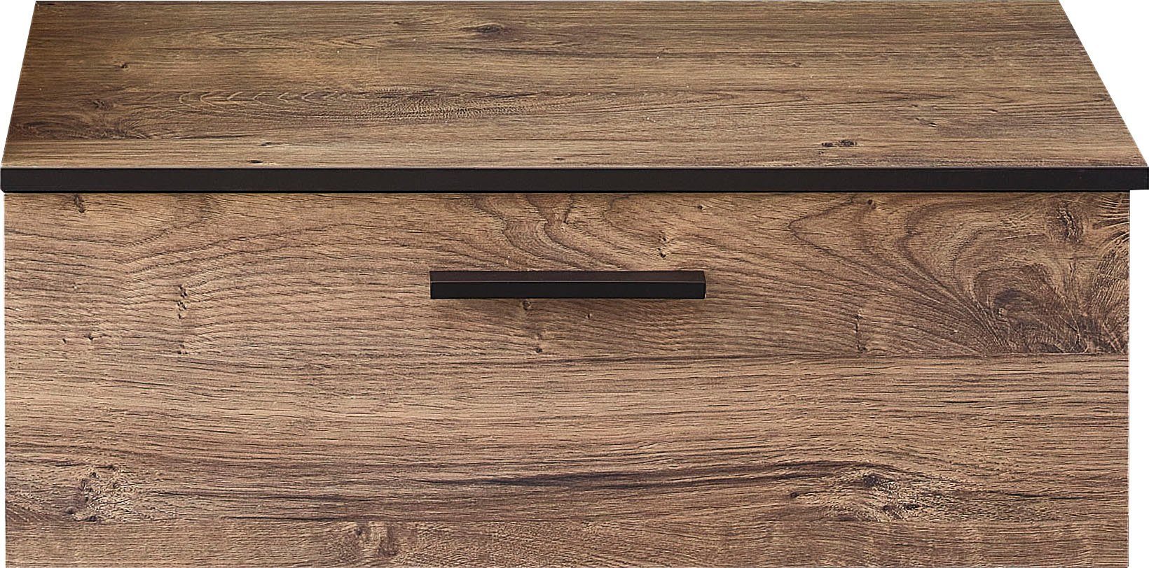 Saphir Unterschrank Quickset 374 Badschrank mit 1 Klappe, inkl. Abdeckplatte Badezimmer-Unterschrank, Eiche Ribbeck quer Nachbildung, 71 cm breit