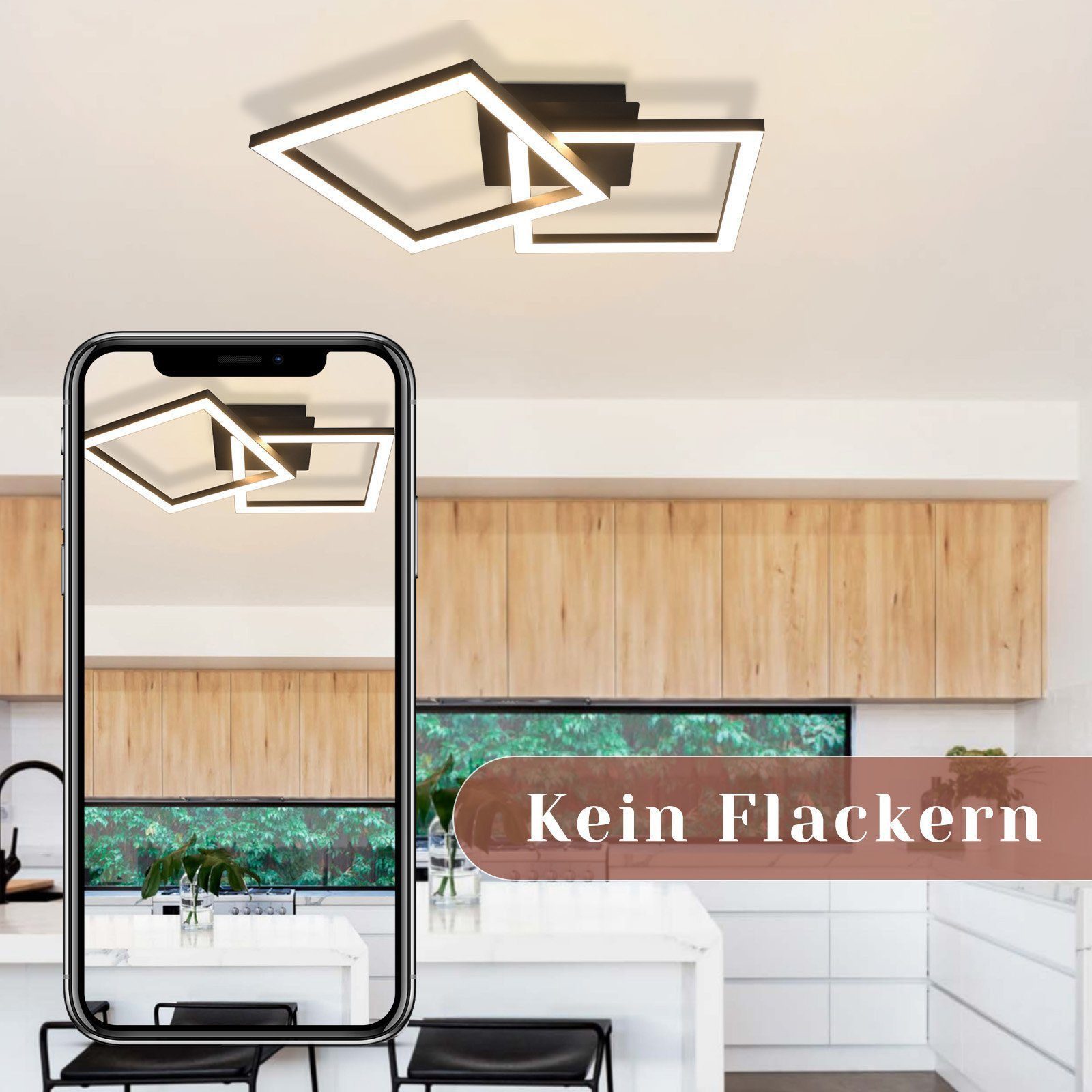 Nettlife LED Deckenleuchte Schwarz Eckig Modern 3000K 24W Geometrisch Decke günstig online kaufen