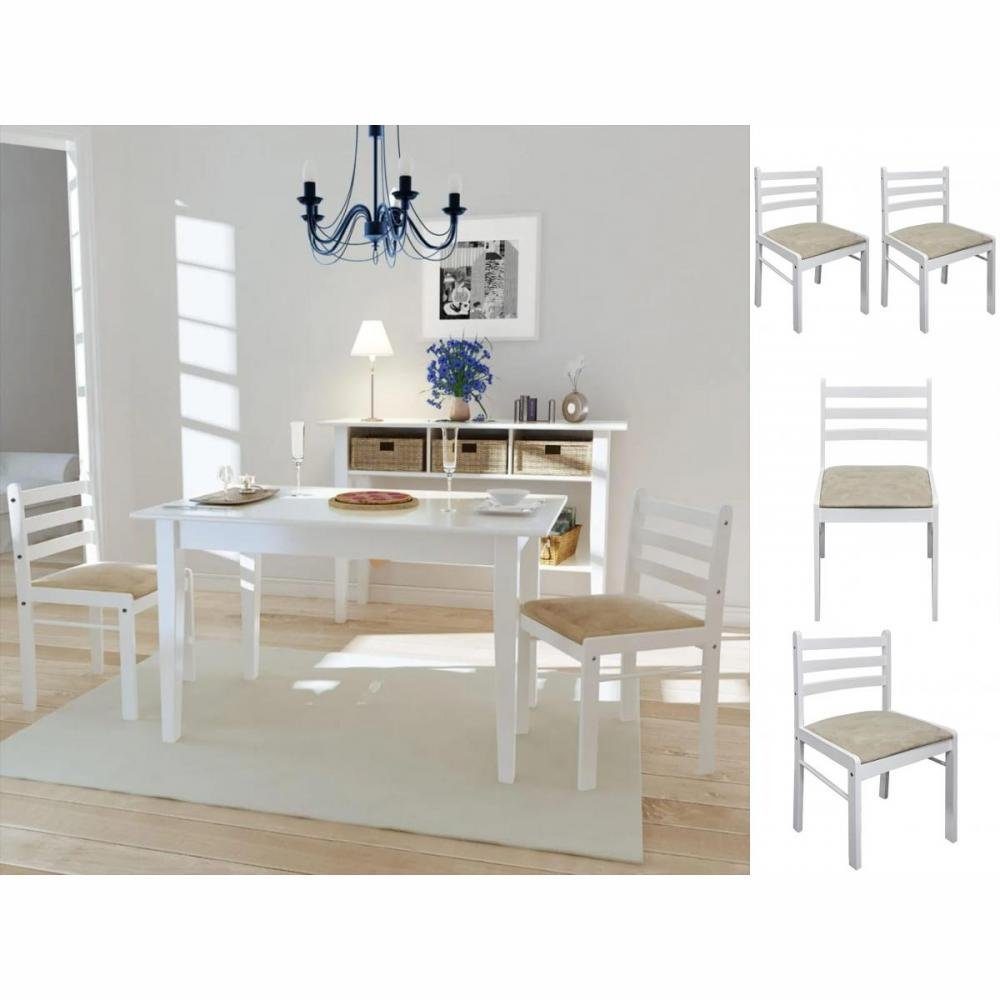 vidaXL Stuhl Esszimmerstühle 2 Stk Weiß Gummibaum Massivholz und Samt