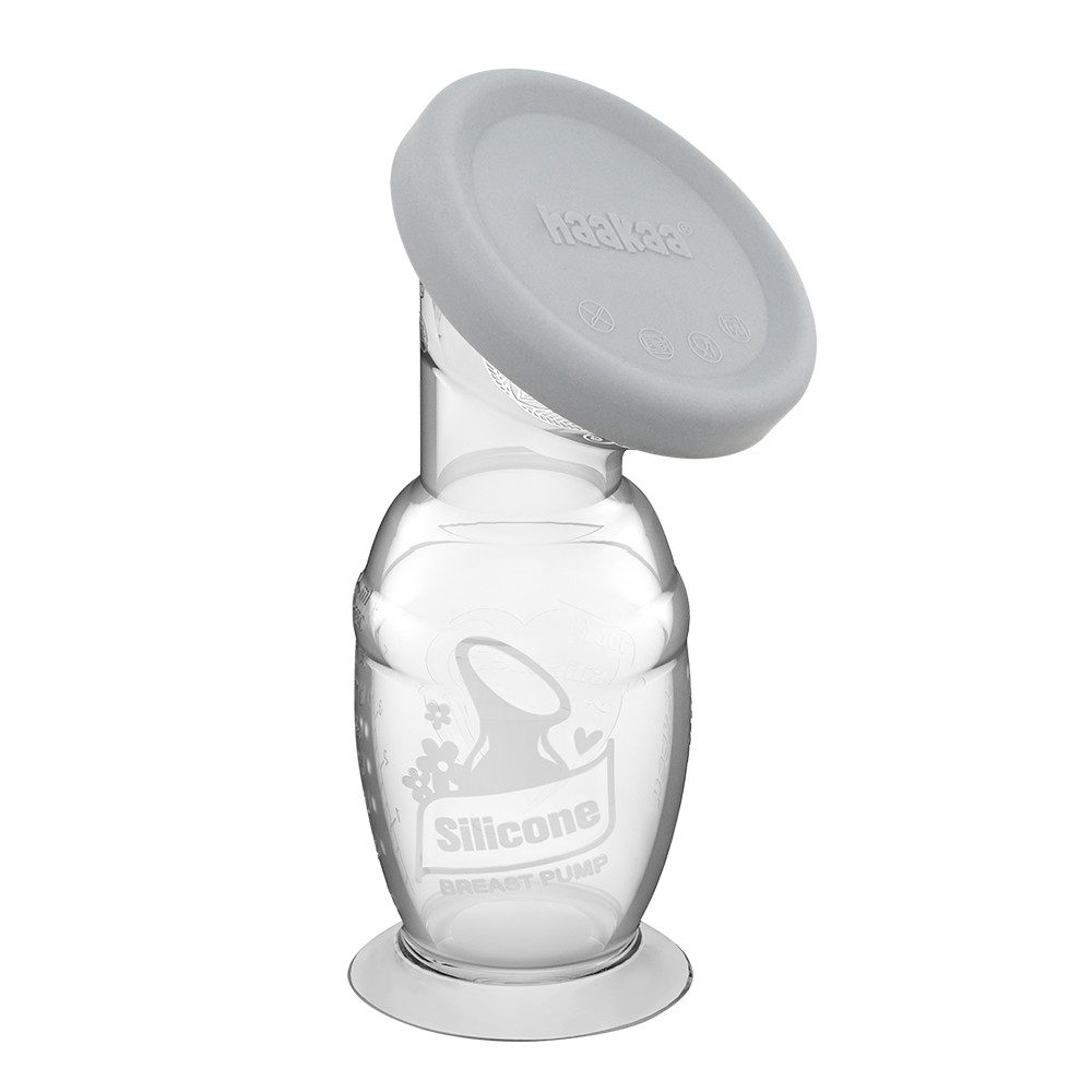 Handmilchpumpe Milchpumpe mit Saugfuss 150ml + Silikondeckel, Handmilchpumpe