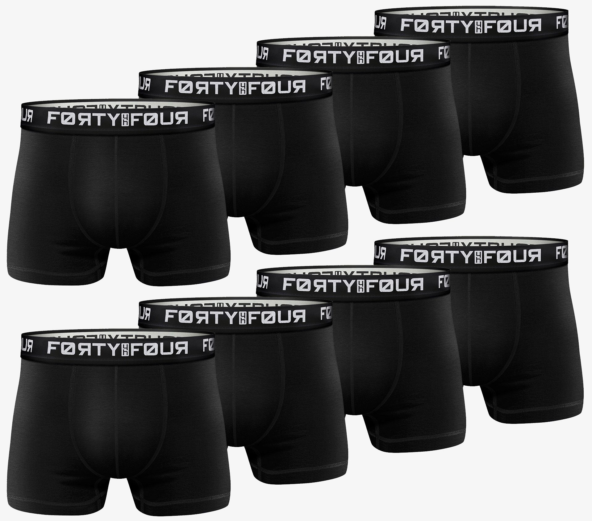 FortyFour Boxershorts Herren Männer Unterhosen Baumwolle Premium Qualität perfekte Passform (Vorteilspack, 8er Pack) S - 7XL 717b-schwarz