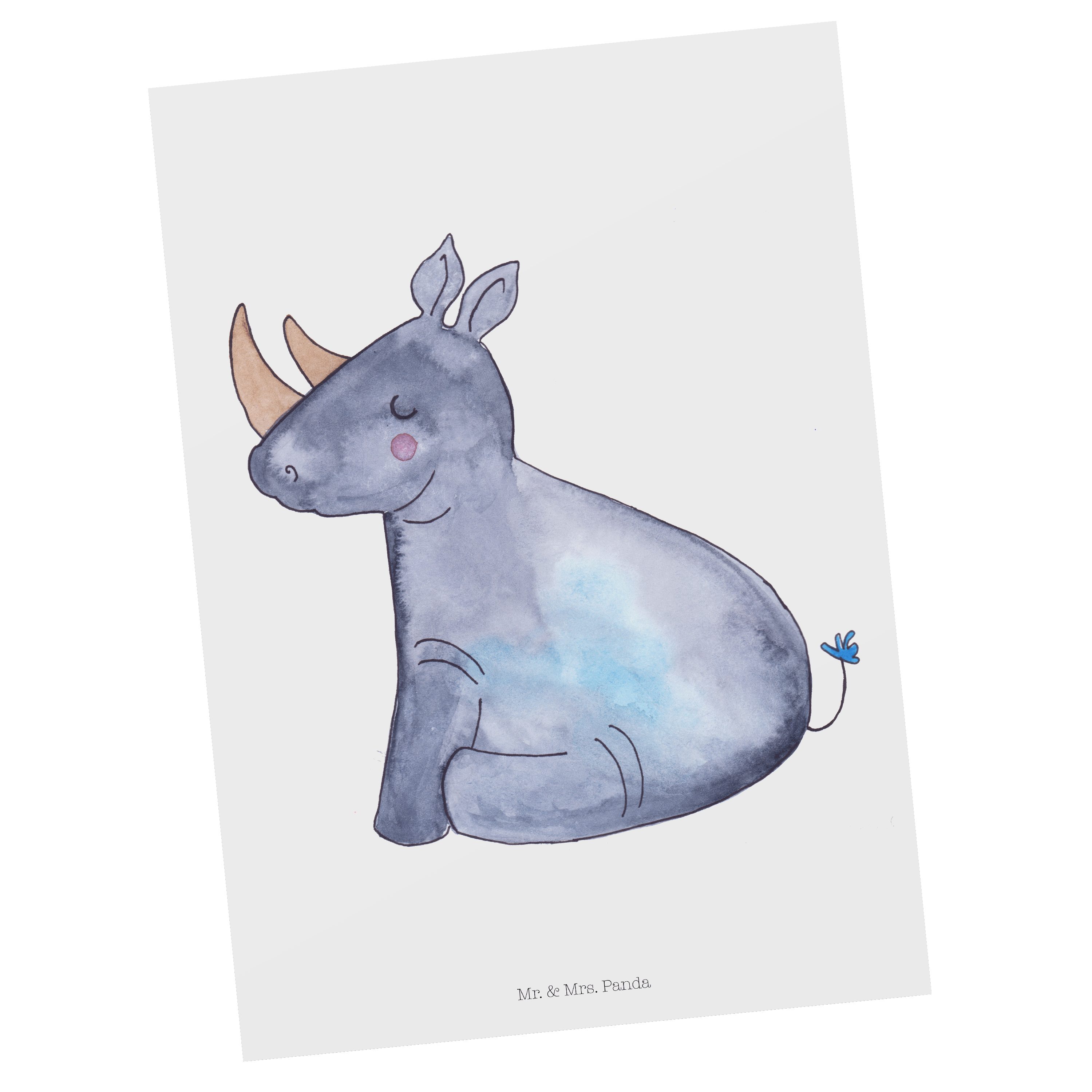 Mr. & Mrs. Panda Postkarte Einhorn Nashorn - Weiß - Geschenk, Pegasus, Unicorn, lustig, Ansichts