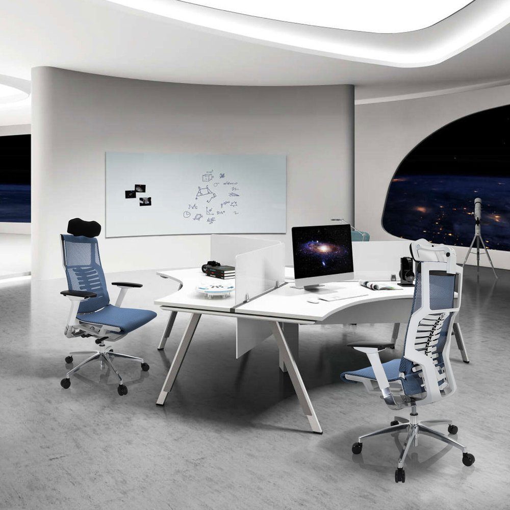 OFFICE Netzstoff (1 High End I Blau Schreibtischstuhl St), DYNAFIT WHITE hjh Drehstuhl Bürostuhl ergonomisch