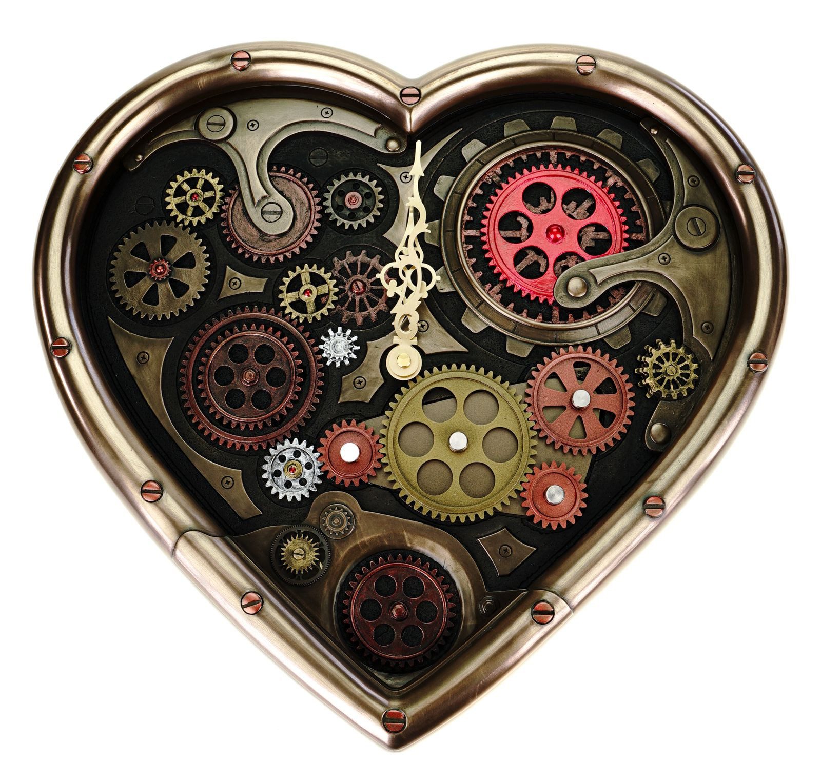 Vogler Dekofigur Steampunk Wanduhr Steampunkherz - bronziert by Veronese