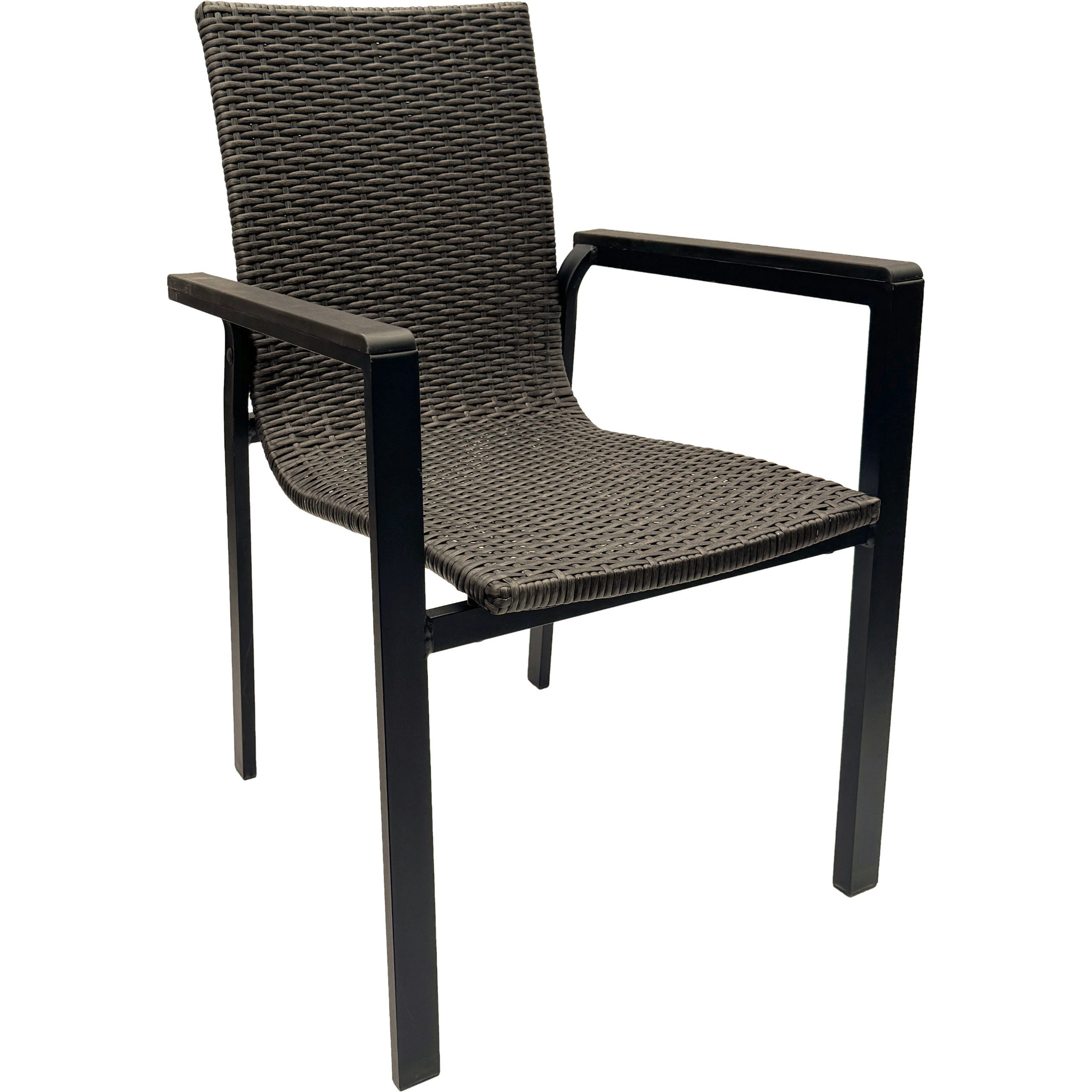 belavi Stapelstuhl 2er Set Stapelstuhl, robust und stapelbar, Polyrattan Gartenstuhl, moderner Geflecht Gartenstuhl aus Alu für Balkon, Terrasse und Garten