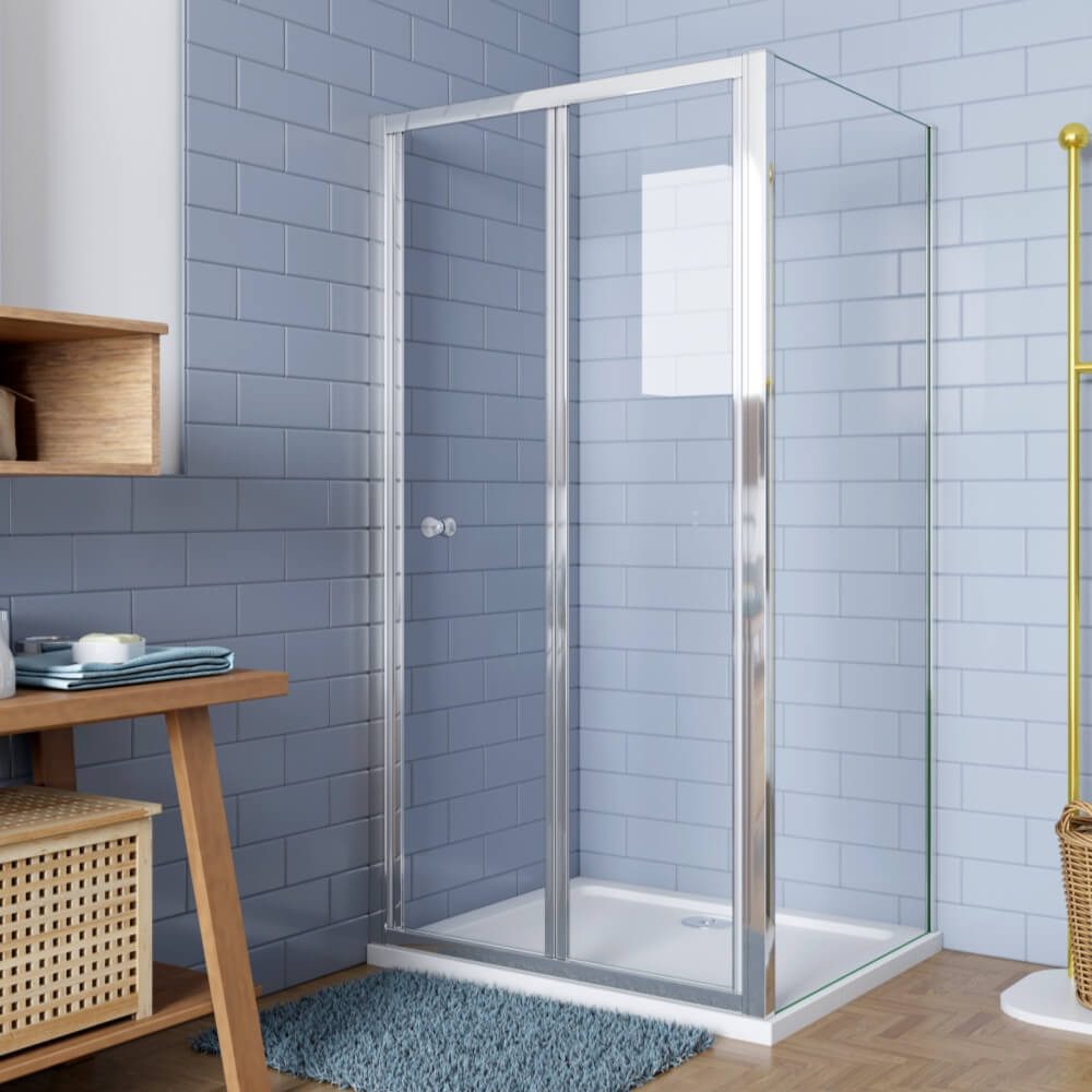 Duschparadies Eckdusche H:185cm 5mm ESG mit Seitenwand Pendeltür Falttür Du günstig online kaufen