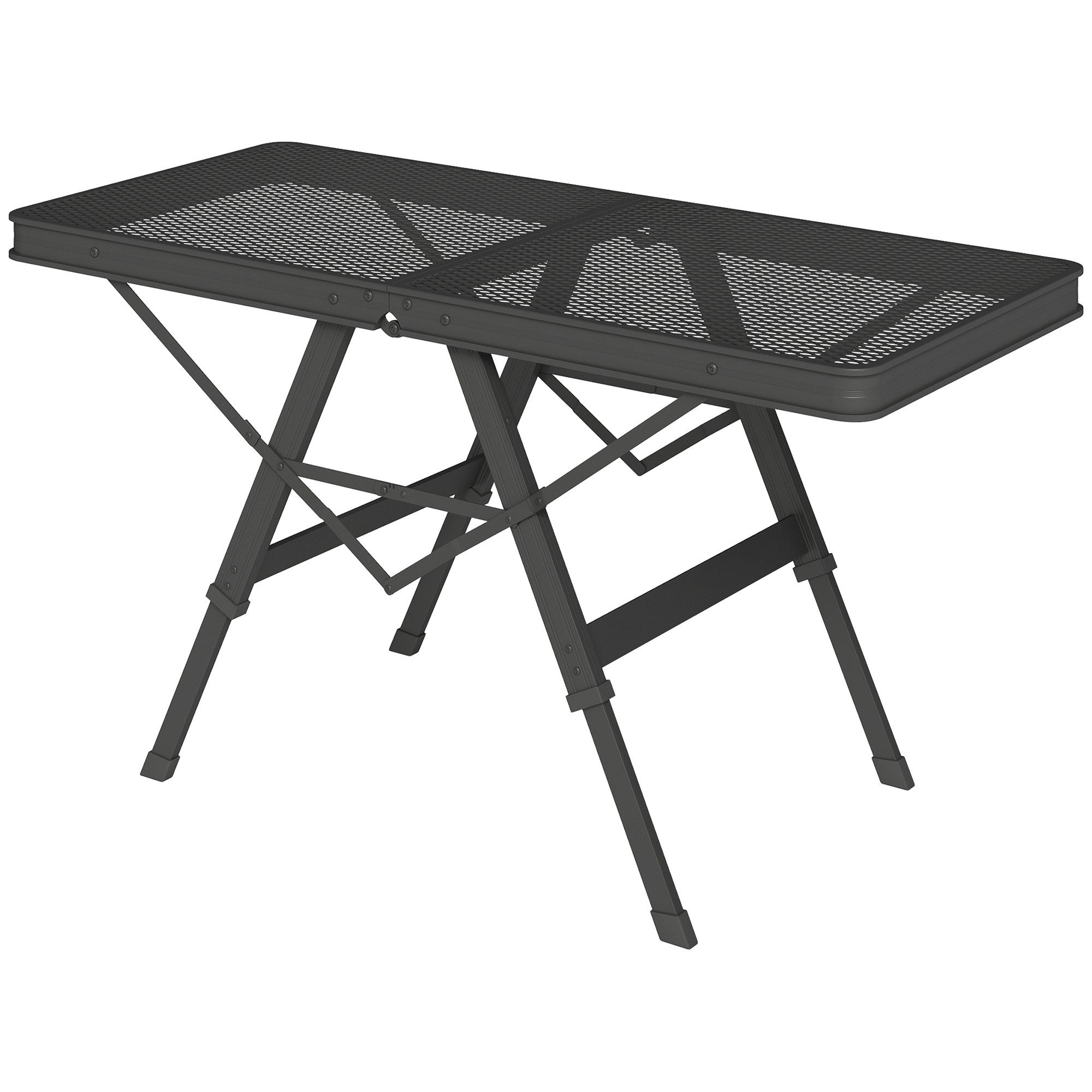 furnicato Campingtisch Klappbarer 90L x 40,5B x 48/58H cm Schwarz (1-St), Rostgeschützter Outdoor-Tisch, höhenverstellbar für Picknicks & BBQ