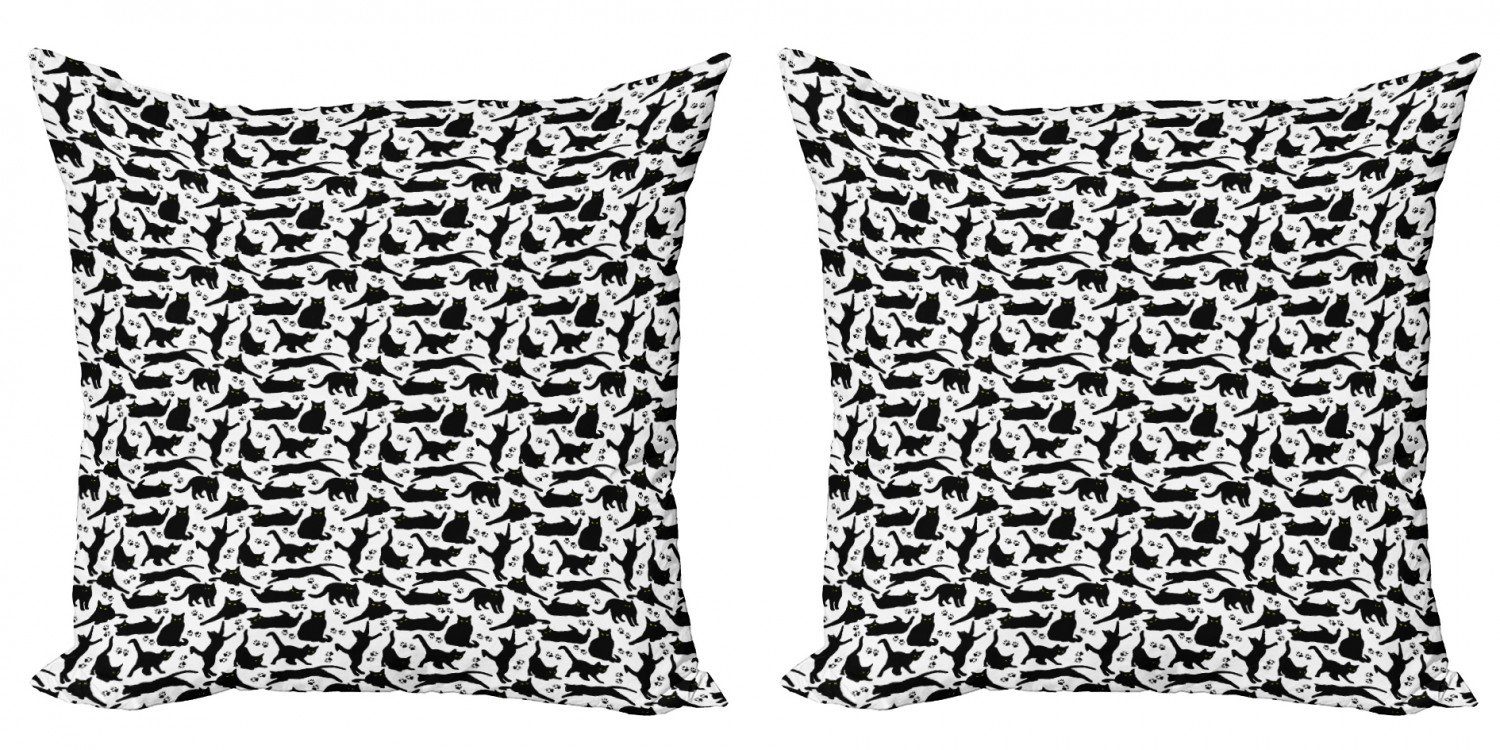 Verschiedene Kissenbezüge Modern Digitaldruck, Stück), Accent Doppelseitiger Poses Katze Schwarze (2 Abakuhaus Katzen