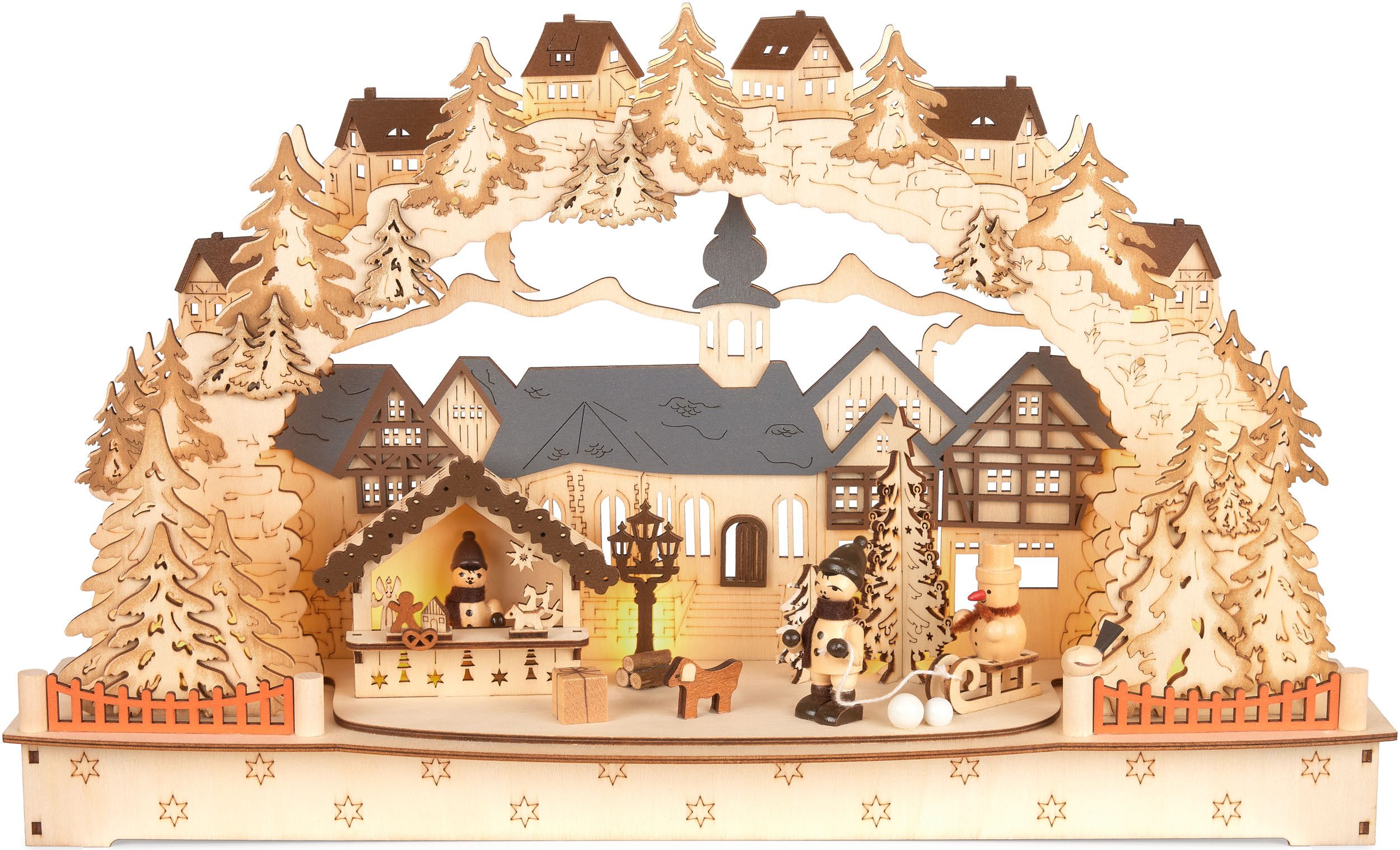 BRUBAKER LED Lichterbogen 3D Schwibbogen - Großes Weihnachtsdorf 2025 - Dek günstig online kaufen