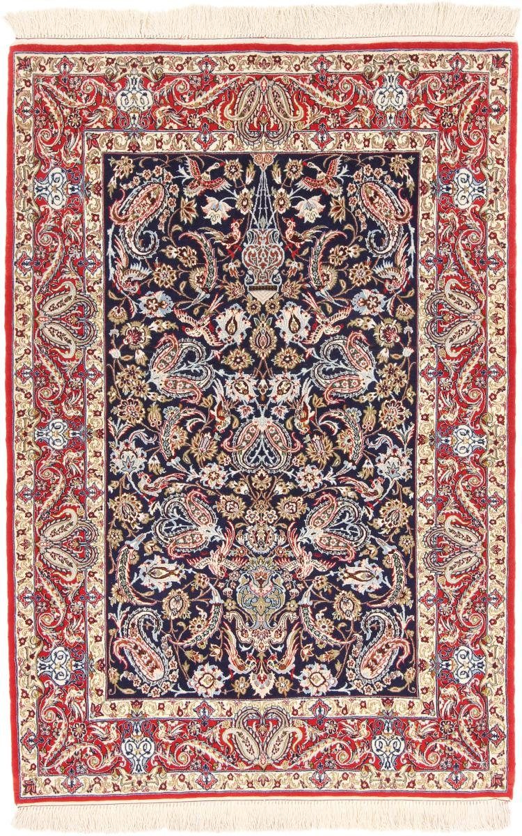 Orientteppich Isfahan Seidenkette 108x165 Handgeknüpfter Orientteppich, Nain Trading, rechteckig, Höhe: 6 mm
