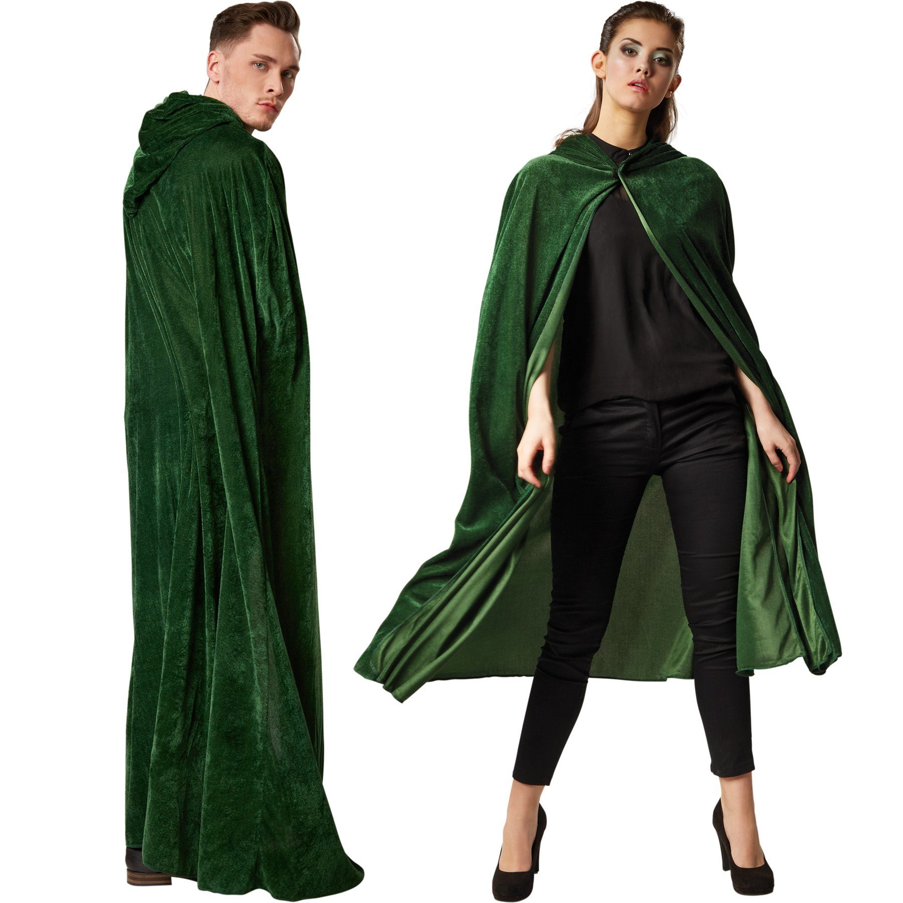 dressforfun Umhang Samt Umhang mit Kapuze, Ärmelloser Umhang mit Klettverschluss