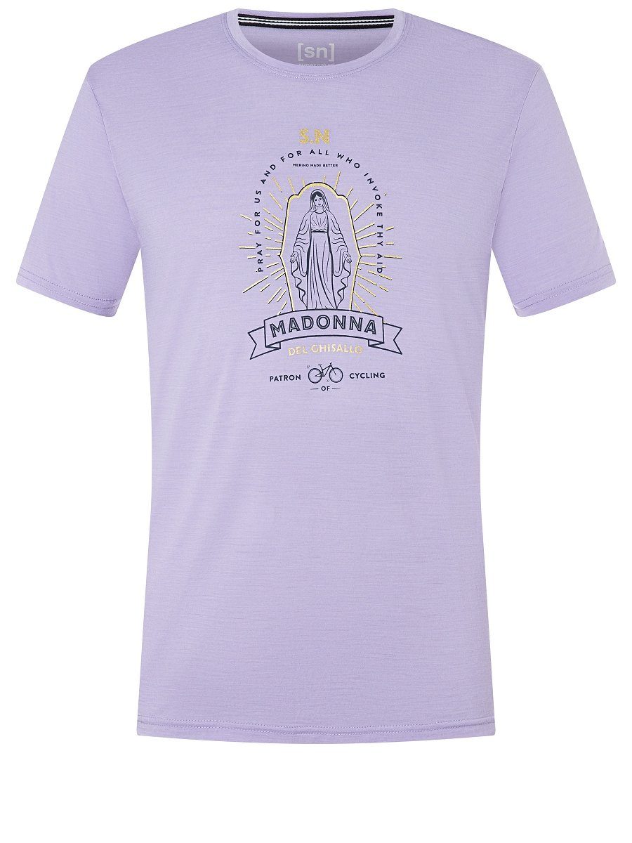 M SANTA Merino bequemer PATRONA Print-Shirt Lavender/Blueberry/Gold SUPER.NATURAL TEE T-Shirt Merino-Materialmix