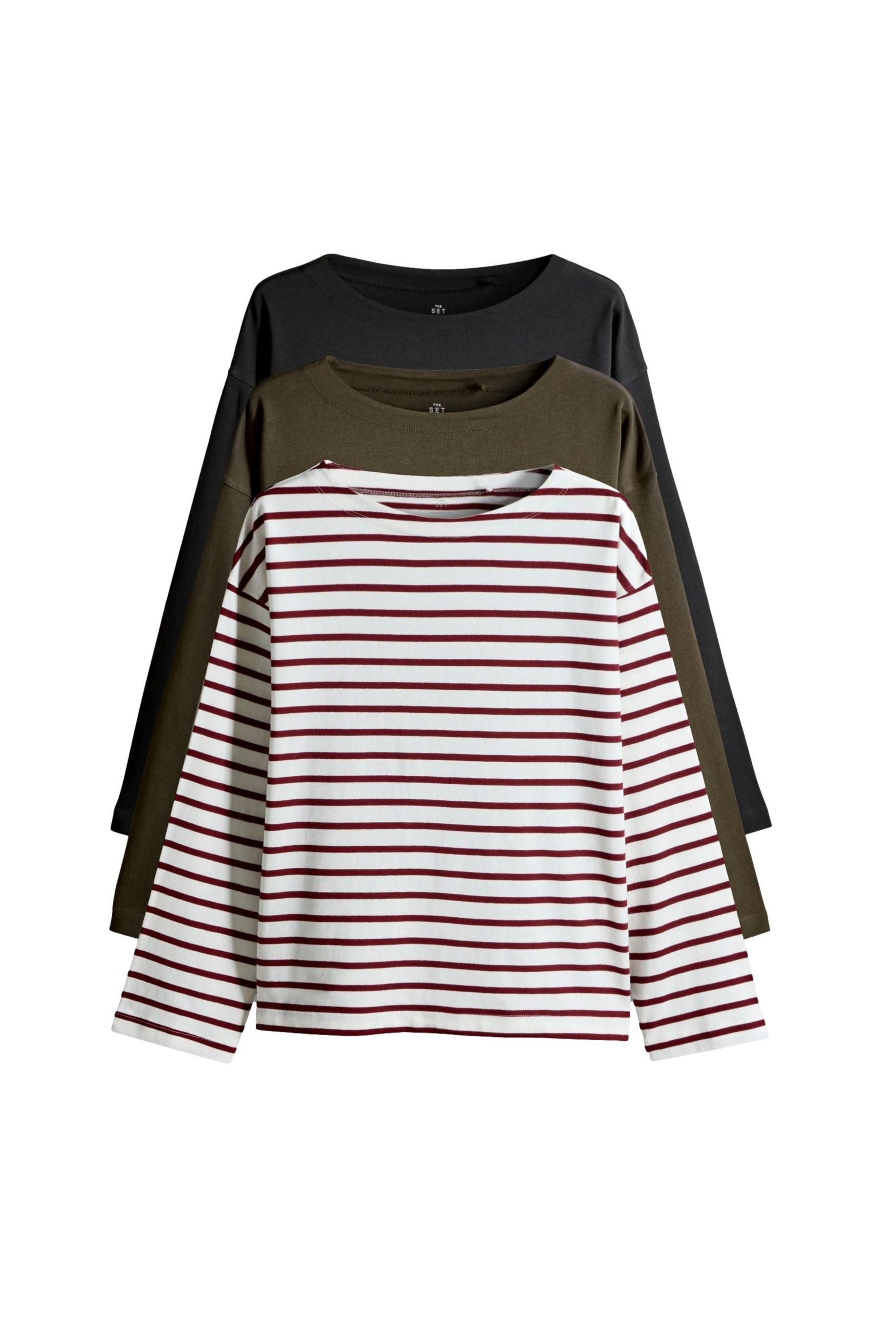 The Set Langarmshirt The Set Langarmshirts, U-Boot-Ausschnitt, 3er-Pack (3- günstig online kaufen