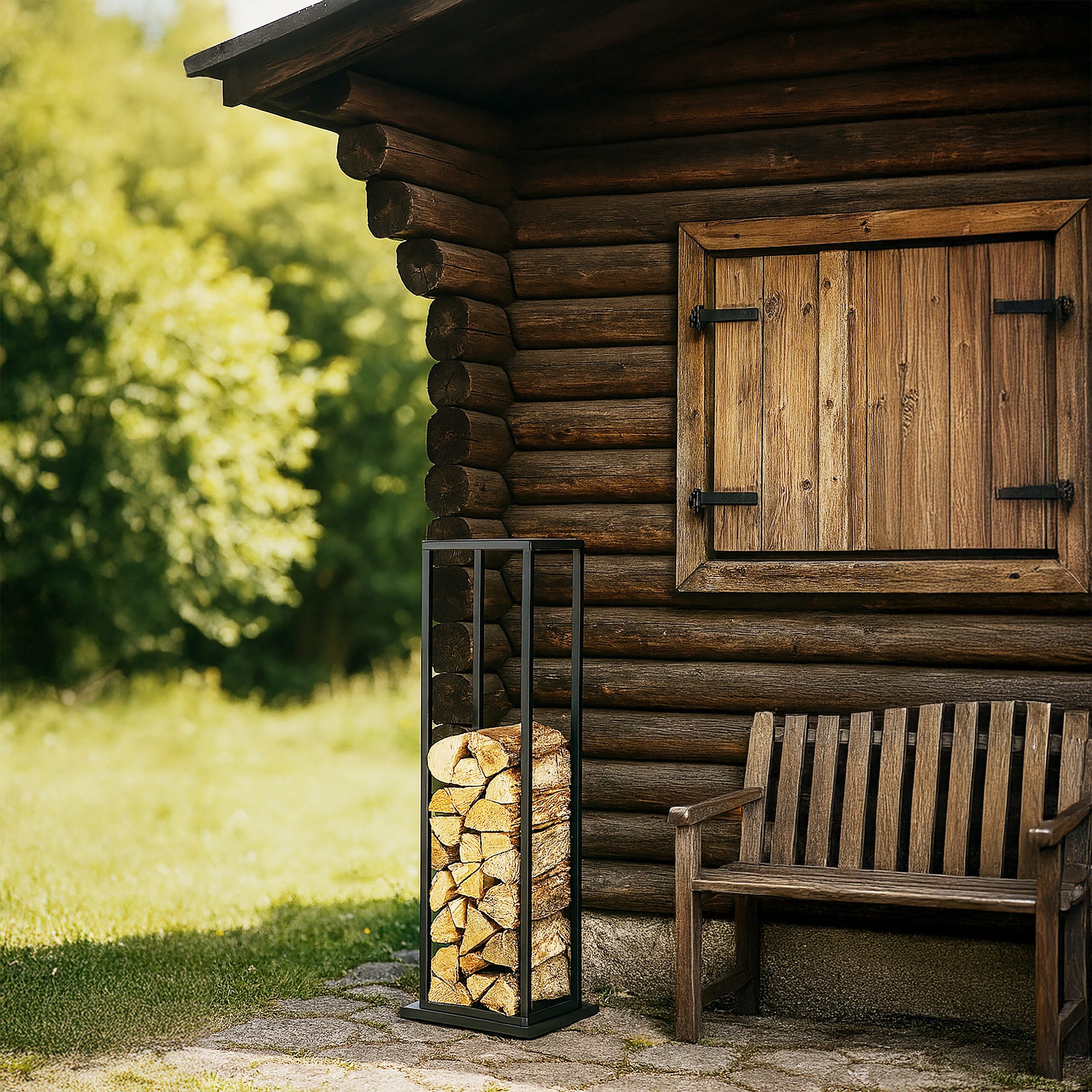 relaxdays Kaminholzregal Hohes Kaminholzregal aus Metall, BxTxH:35x35x121 c günstig online kaufen