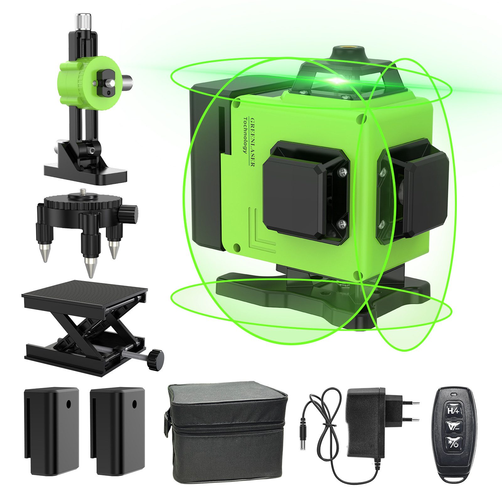 AeroAxis Wasserwaage Laserwasserwaage Selbstnivellierend, 4D 16 Linien, 4x360° mit 2 Akkus, präzise für Innen- und Außenbereich, ideal für Baustellen