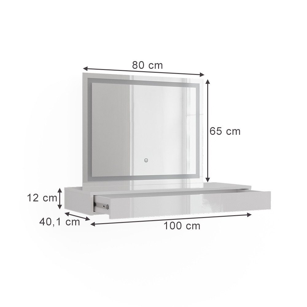 Vicco Schminktisch Sherry, Weiß, 100 cm 2 Teile (2-St)