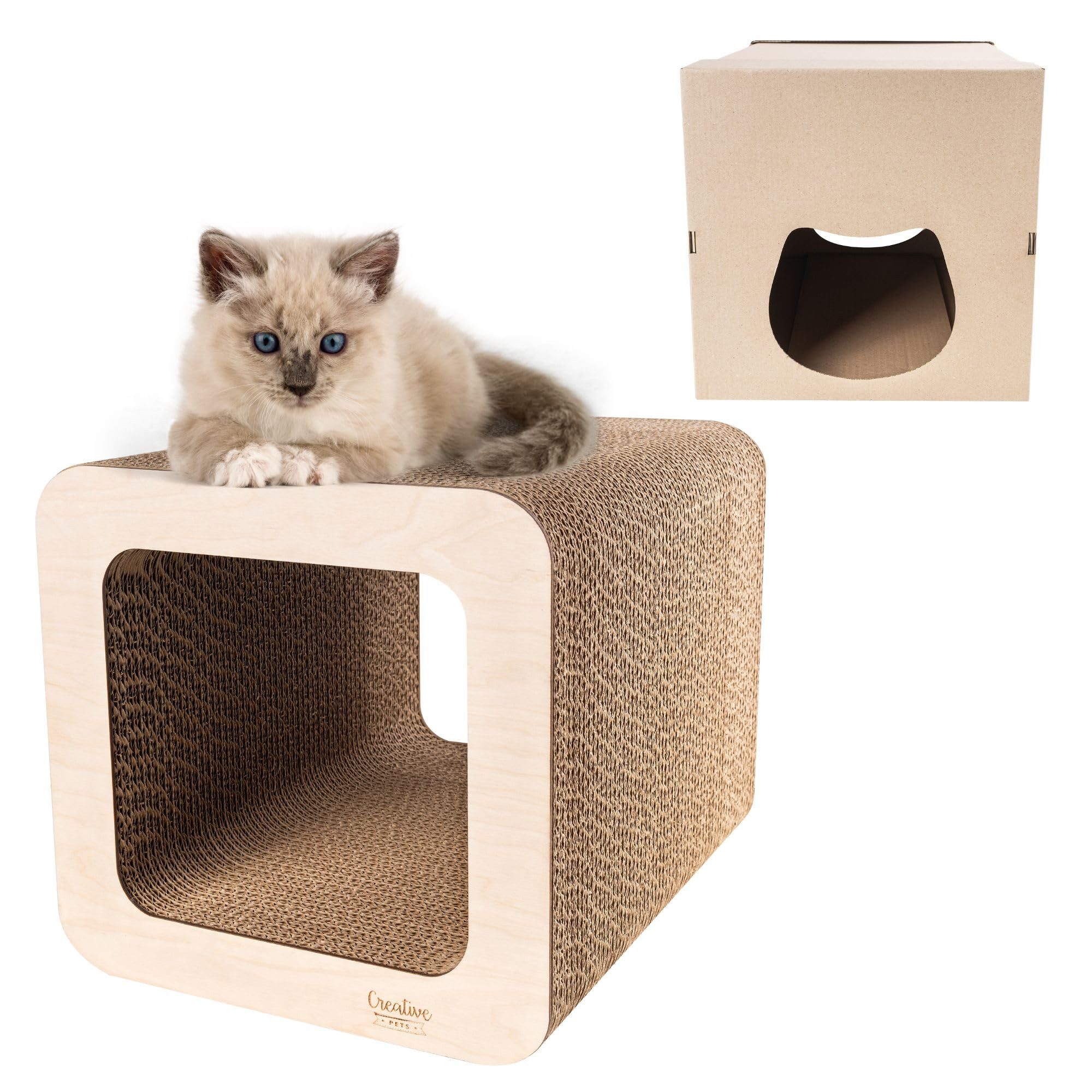 Creative Pets Kratzbrett Kratzbaum Kratzpappe verstärkt mit Sperrholz
