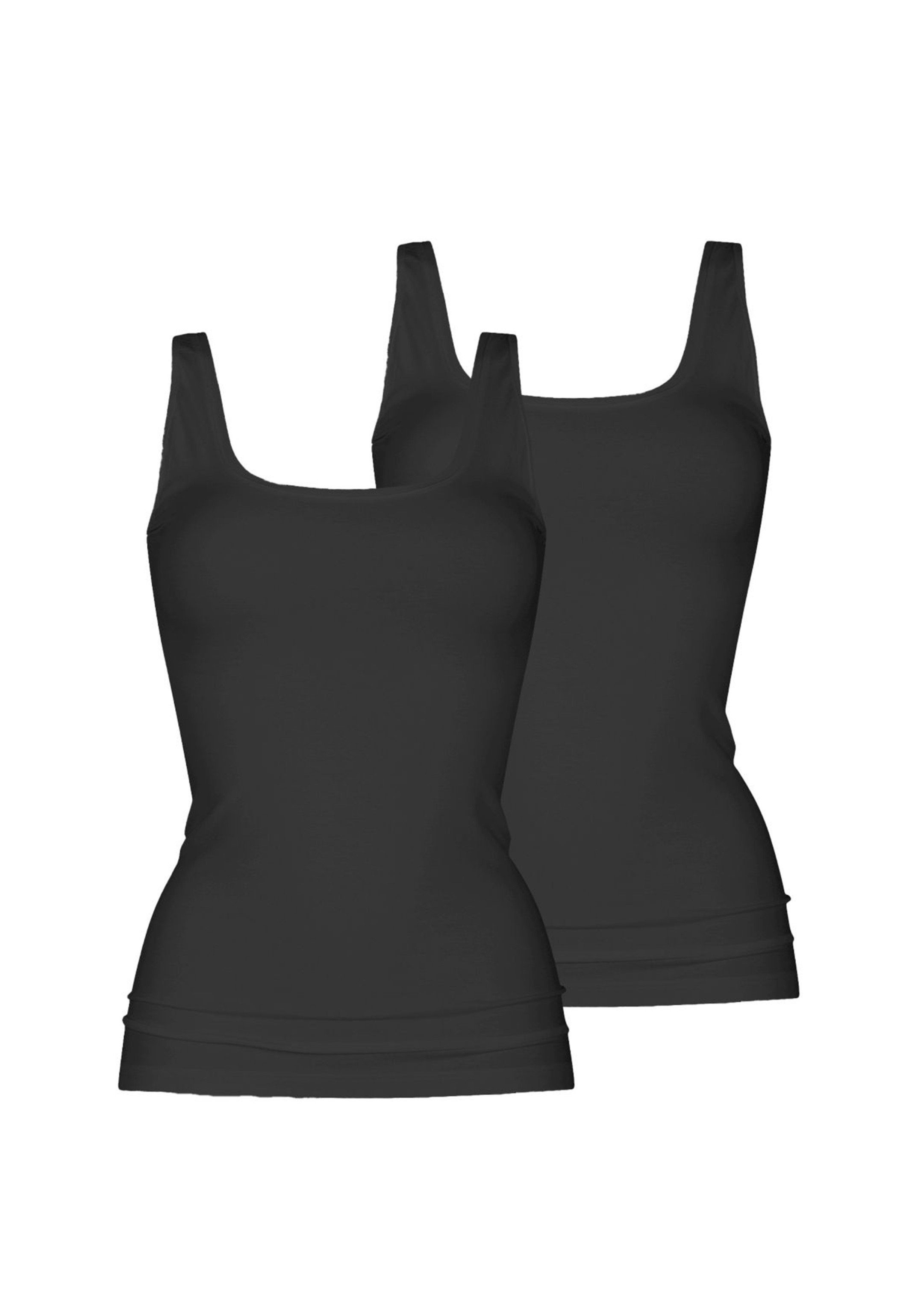 Mey Unterhemd 2er Pack Schwarz / Tanktop 2-St) - - Organic Unterhemd Passform Baumwolle Schmale (Spar-Set