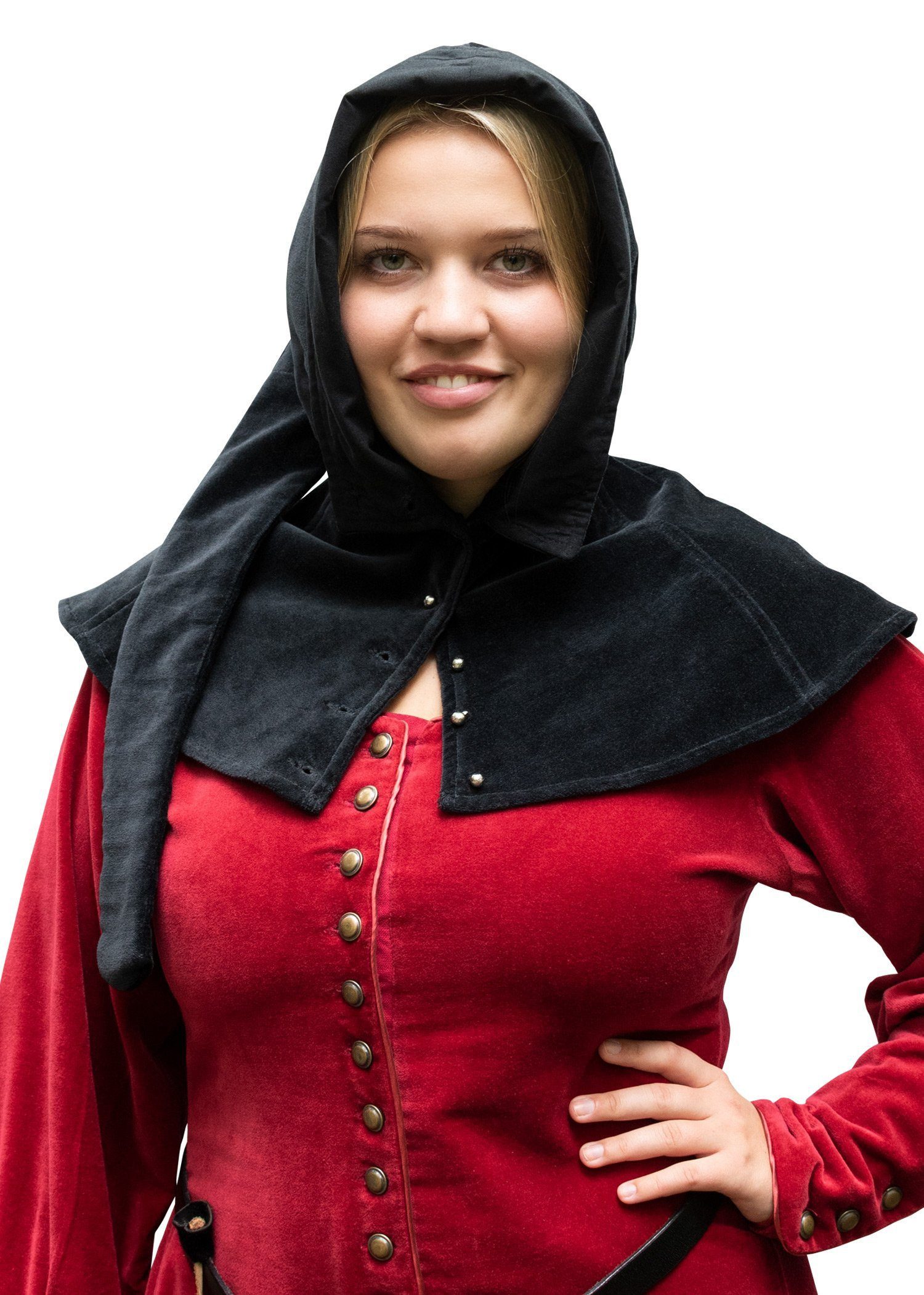 Ritter-Kostüm Mittelalterliche Gugel Mirella, samt, versch. Farben