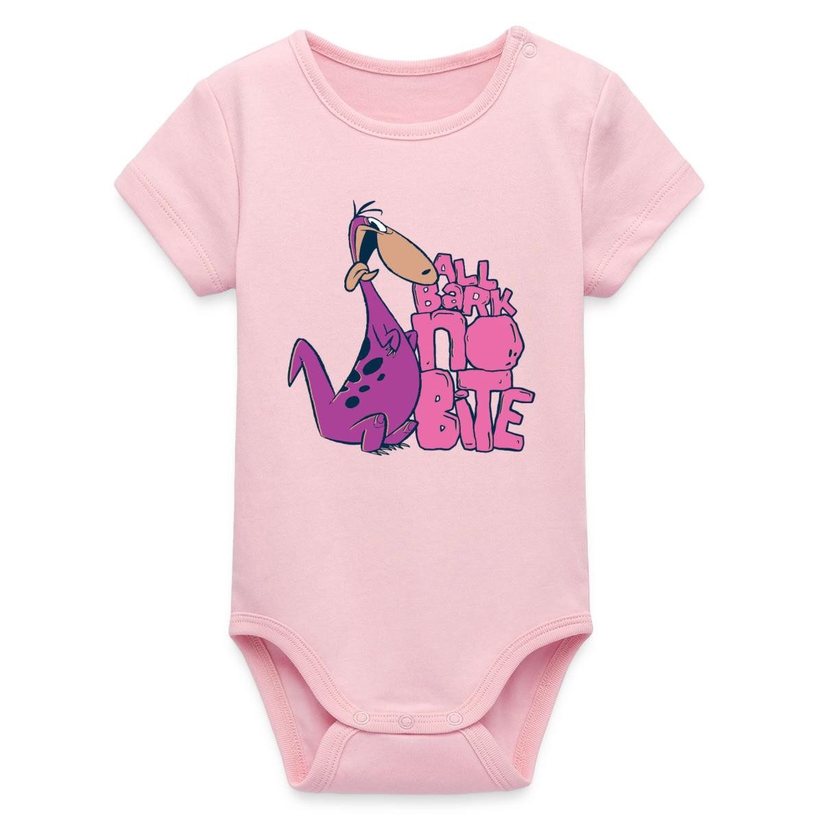 Spreadshirt Kurzarmbody The Flintstones Dino Spruch All Bark No Bite Bio Kurzarm Baby Body (1-tlg)