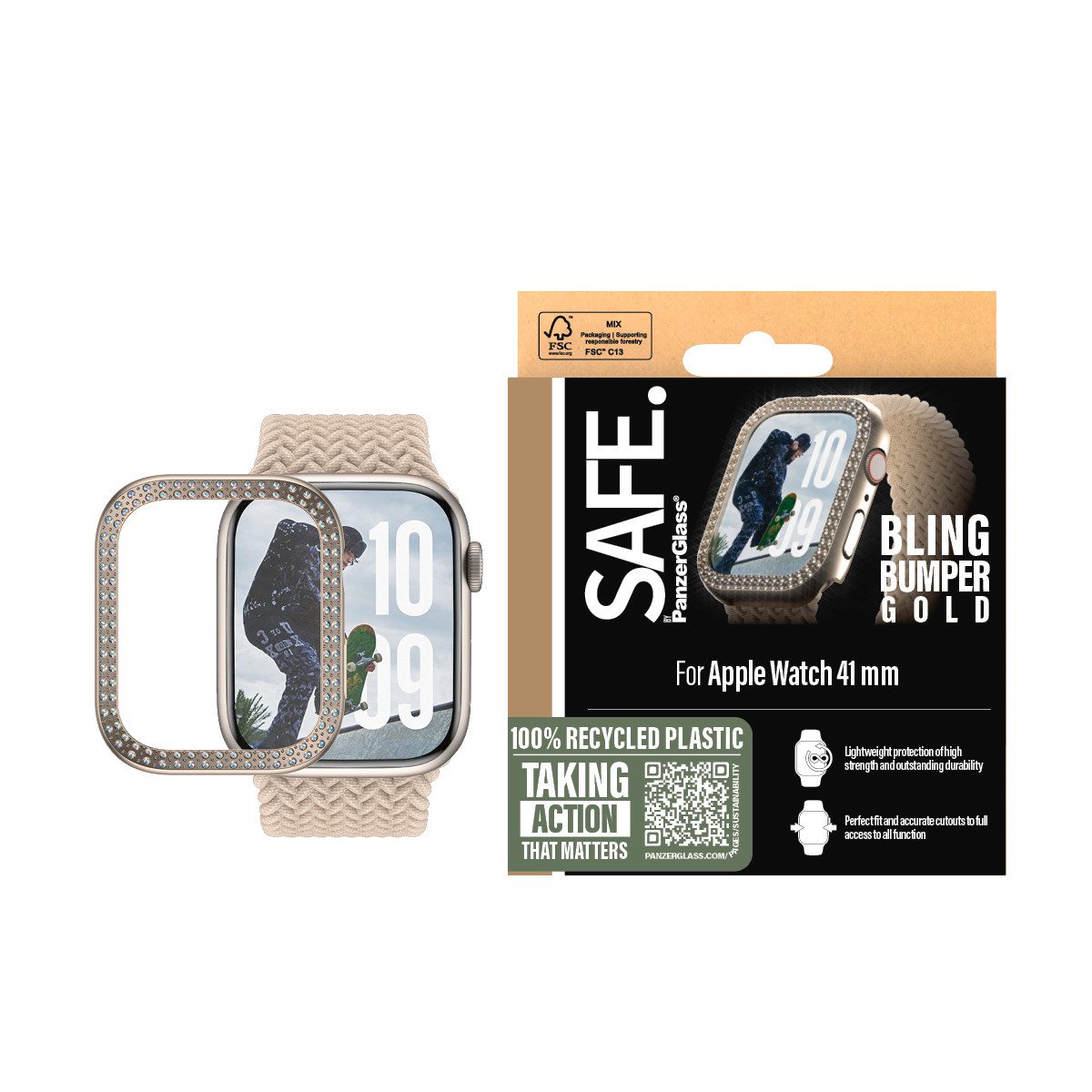 SAFE by PanzerGlass Handyhülle Bling Bumper für Apple Watch 10 42mm, Backcover, Schutzhülle, Handyschutzhülle, Case, Schutzcase, stoßfest
