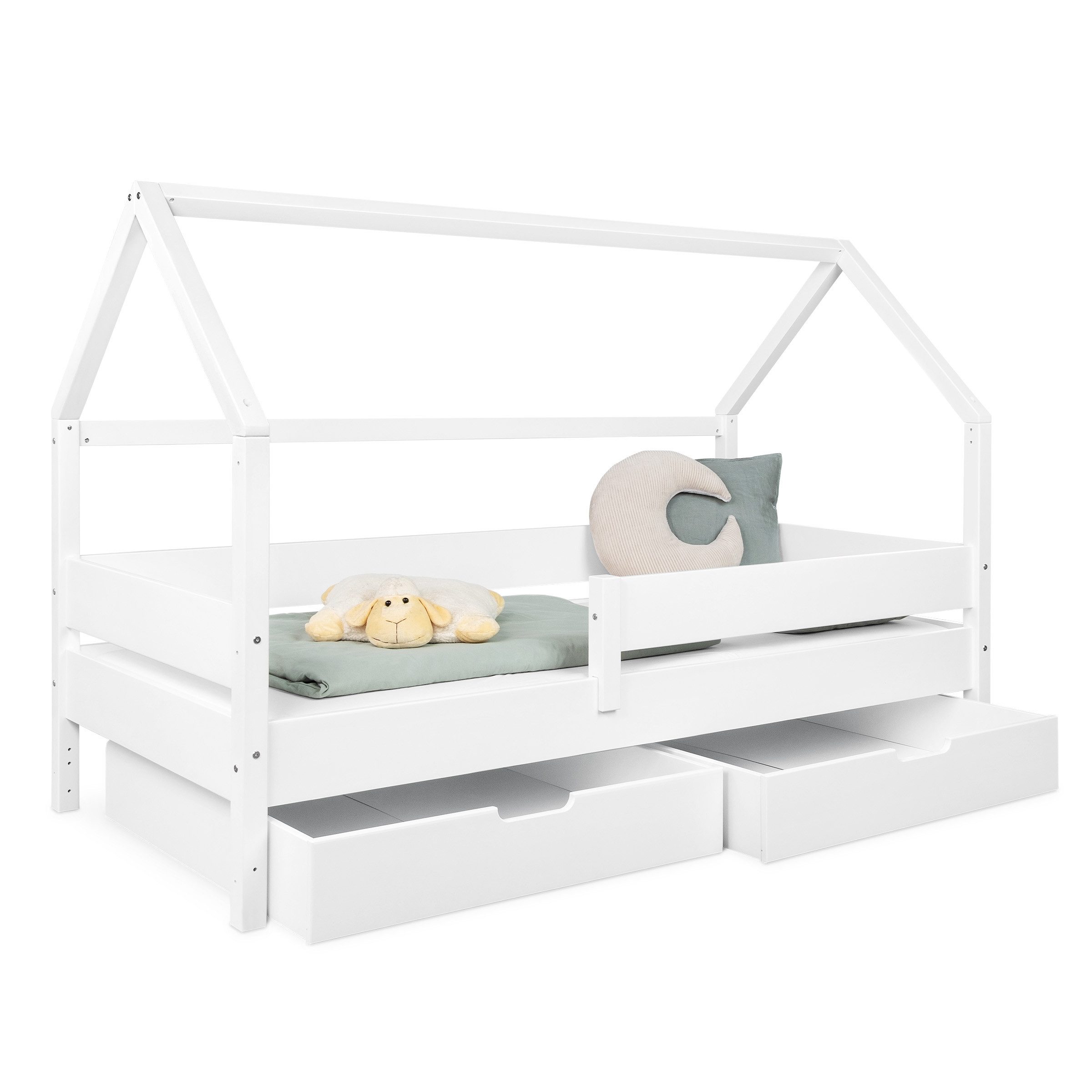 Ehrenkind Bett Hausbett Nova aus massivem Buchenholz mit Rausfallschutz, Massives Buchenholz