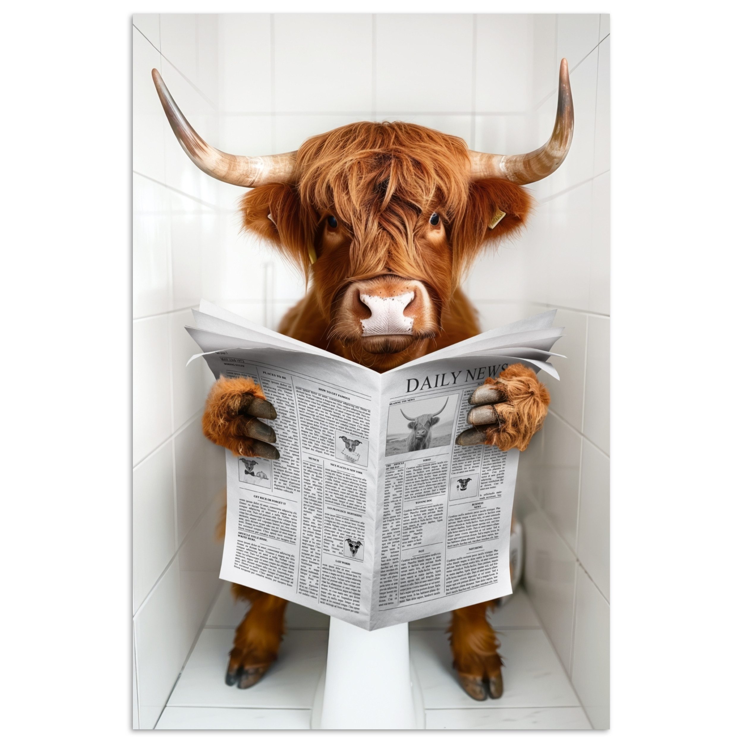 MuchoWow Poster Schottischer Highlander - Tier - Zeitung - Toilette, (1 St) günstig online kaufen