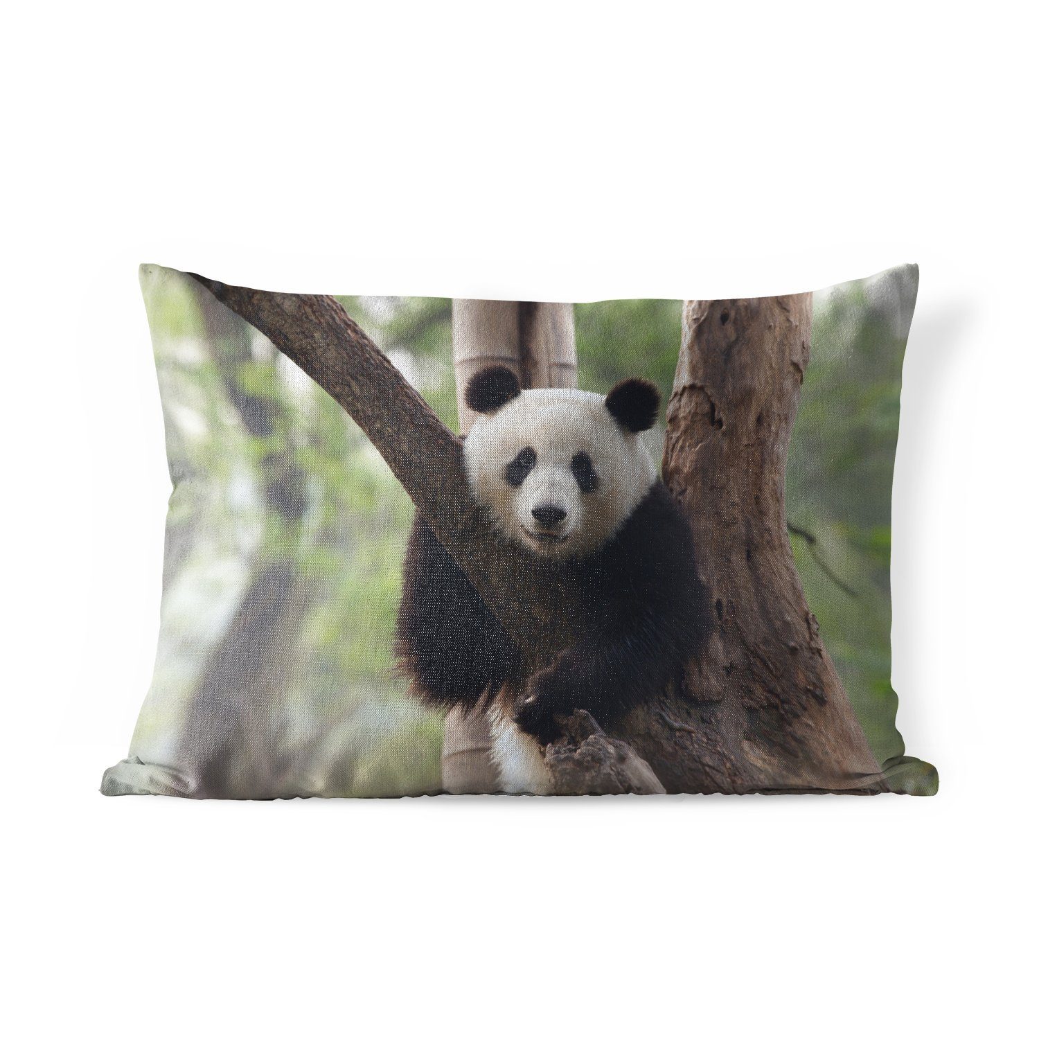 MuchoWow Dekokissen Panda - Baum - Wald, Outdoor-Dekorationskissen, Polyester, Dekokissenbezug, Kissenhülle