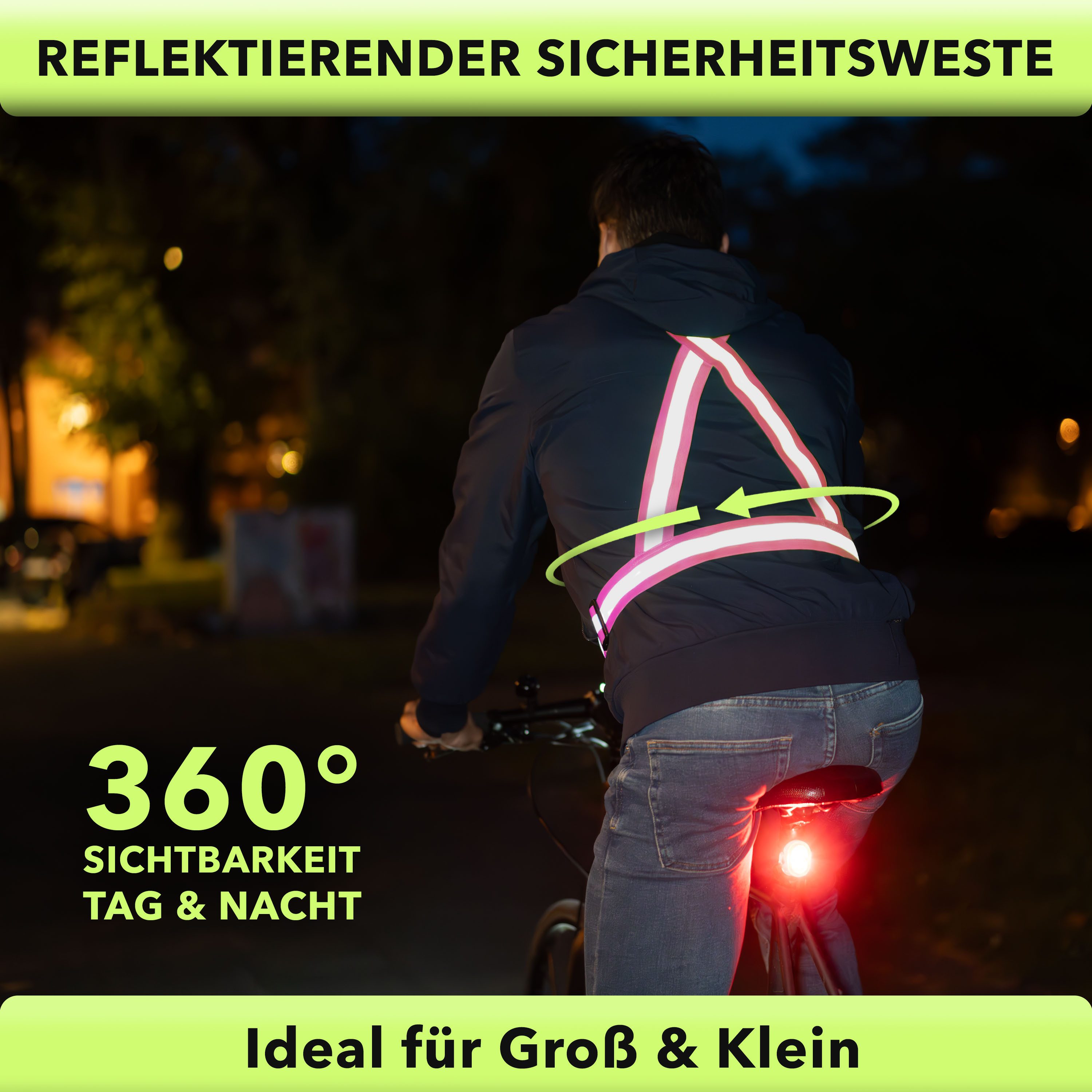 AVANA Warnweste reflektierende Sicherheitsweste einstellbare Reflektorweste Weste Fahrrad, Joggen, für Erwachsene & Jugendliche
